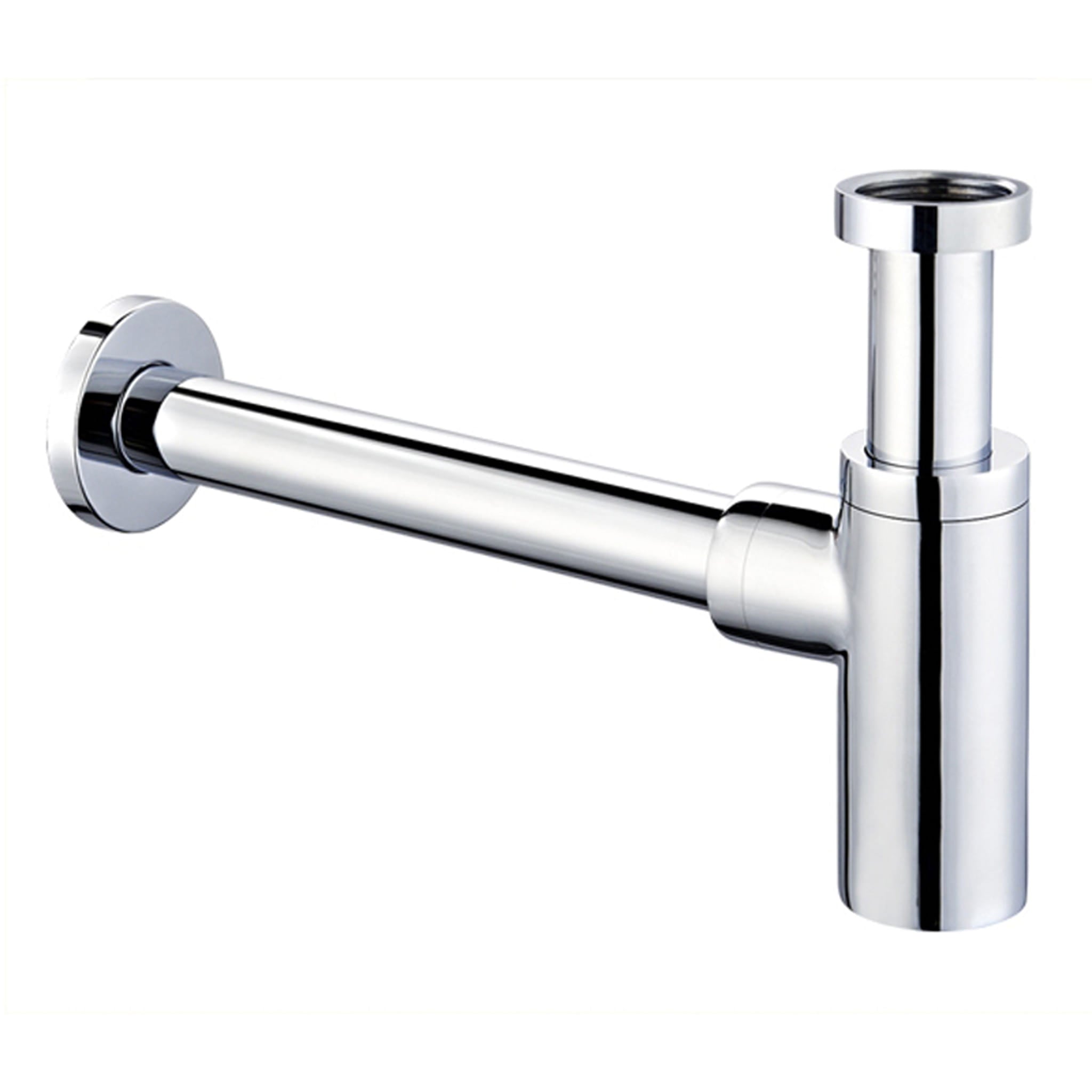 Brass  Contemporary Round P-Trap  Basin Sink waste Trap Drain Kit , Chrome Finished bathtrends_usa