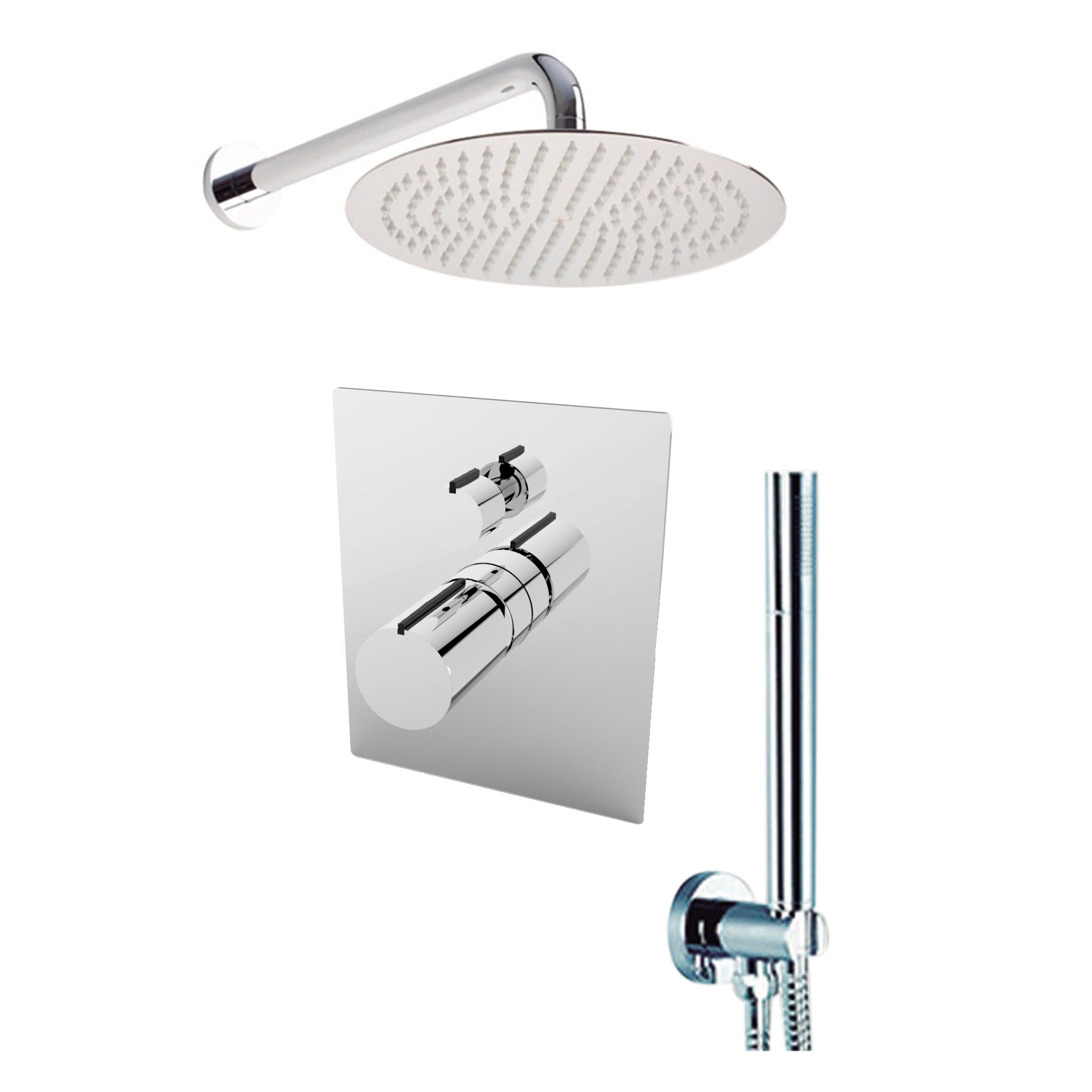 Aquamoon BARCELONA Brush Nickel Bathroom Modern Rain Mixer Shower Combo Set Wall Mounted Rainfall Shower Head 8" + Rough in + Trim included + Handheld SETBAR10832