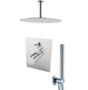 Aquamoon BARCELONA Brush Nickel  Bathroom Modern Rain Mixer Shower Combo Set Ceiling Arm Mounted + Rainfall Shower Head 12