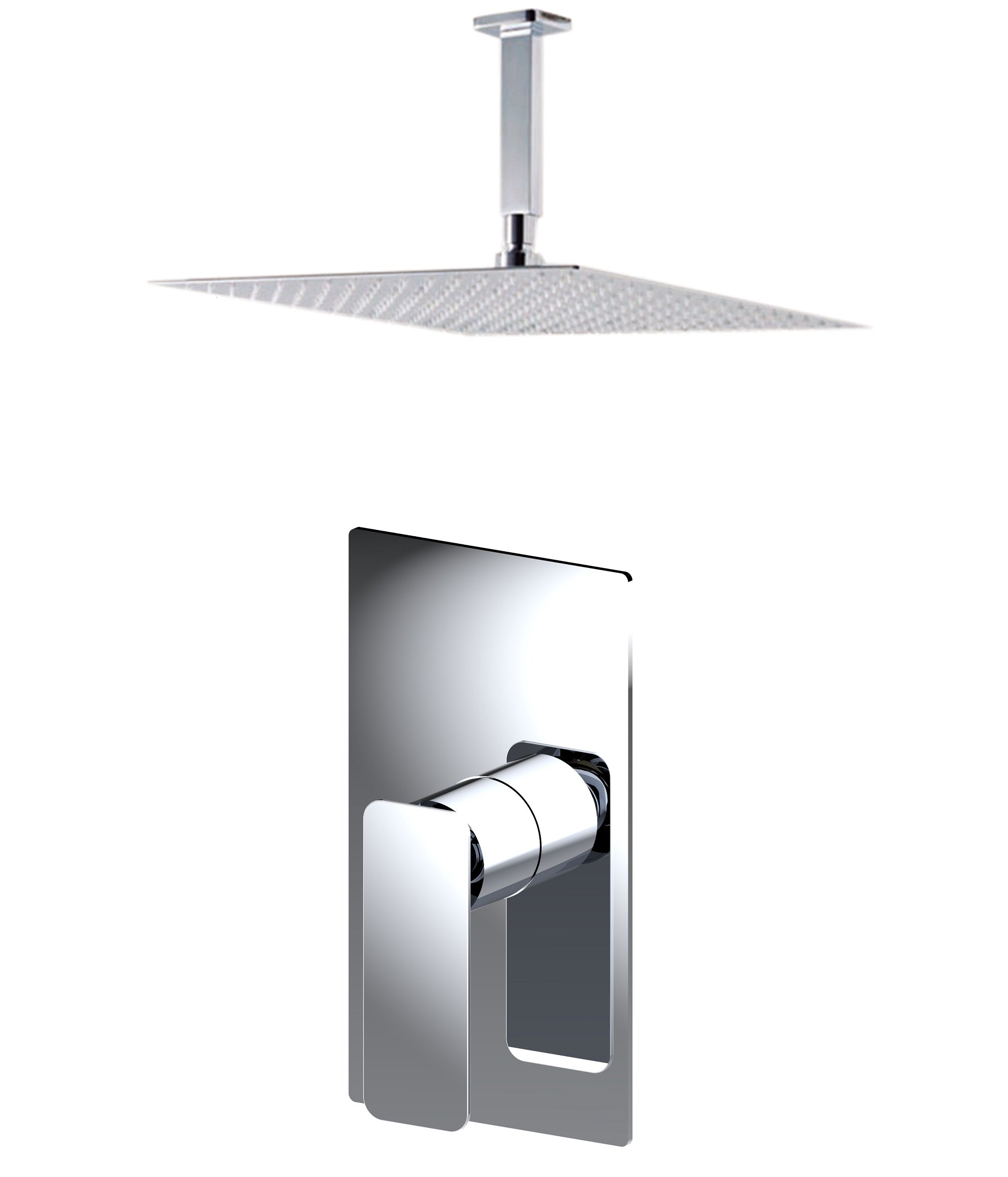 Aquamoon AXO Brush Nickel   Bathroom Modern Rain Mixer Shower Combo Set Ceiling Arm Mounted + Rainfall Shower Head 8" + Rough in + Trim included SETAXO20811 bathtrends_usa