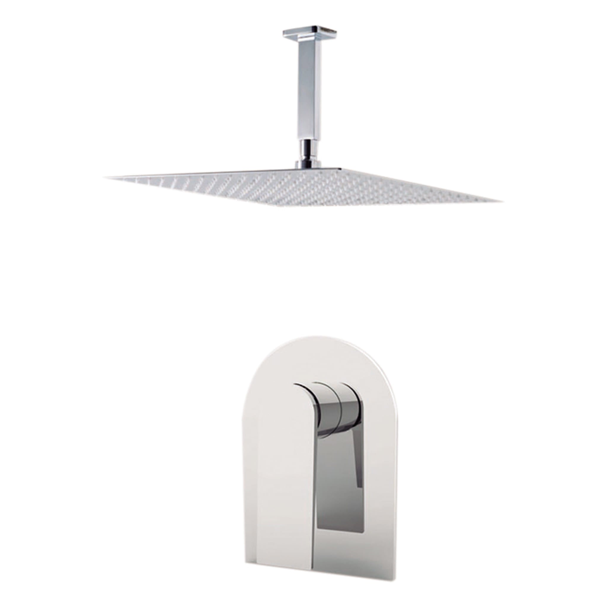 Aquamoon HAVANA Brush Nickel   Bathroom Modern Rain Mixer Shower Combo Set Ceiling Arm Mounted + Rainfall Shower Head 8" + Rough in + Trim included SETHAV20811 bathtrends_usa