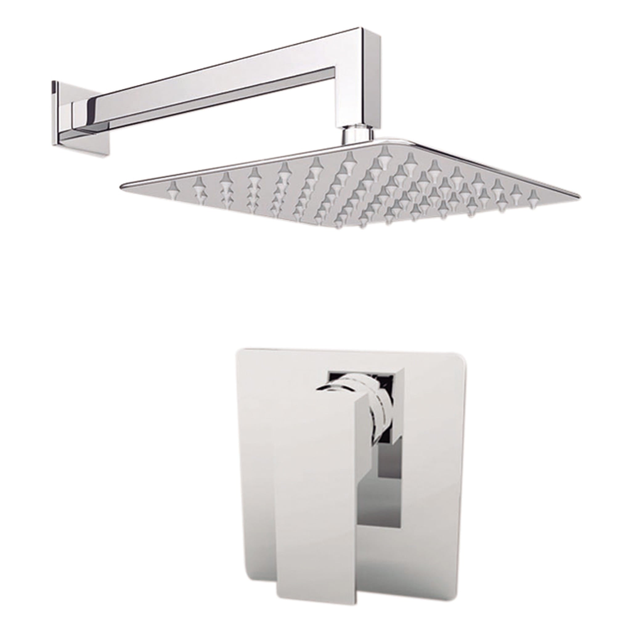 Aquamoon MILAN Brush Nickel   Bathroom Modern Rain Mixer Shower Combo Set Wall Mounted Rainfall Shower Head 8" + Rough in + Trim included SETMIL10812 bathtrends_usa