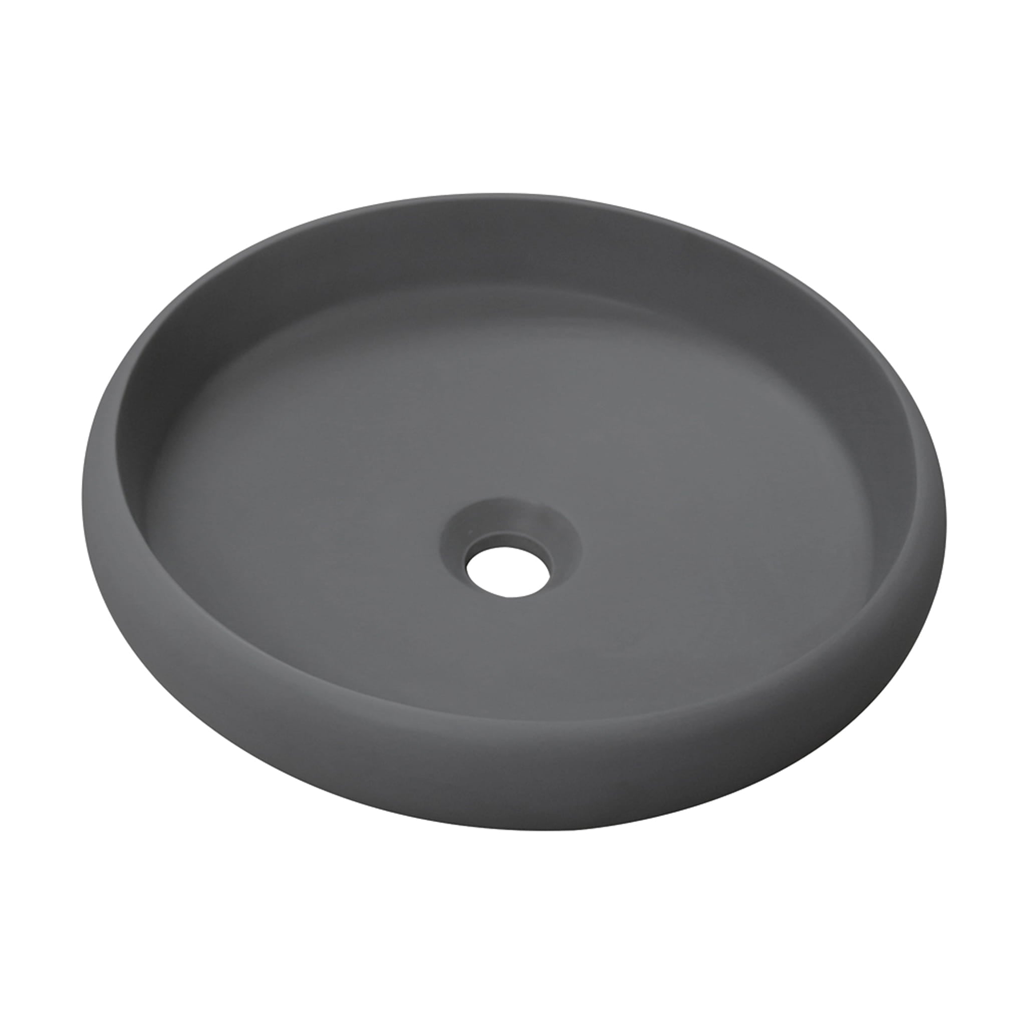 Aquamoon 1153 Grey Modern Round Vessel Sink Solid Surface 15.75 X 15.75  X 4.5 bathtrends_usa