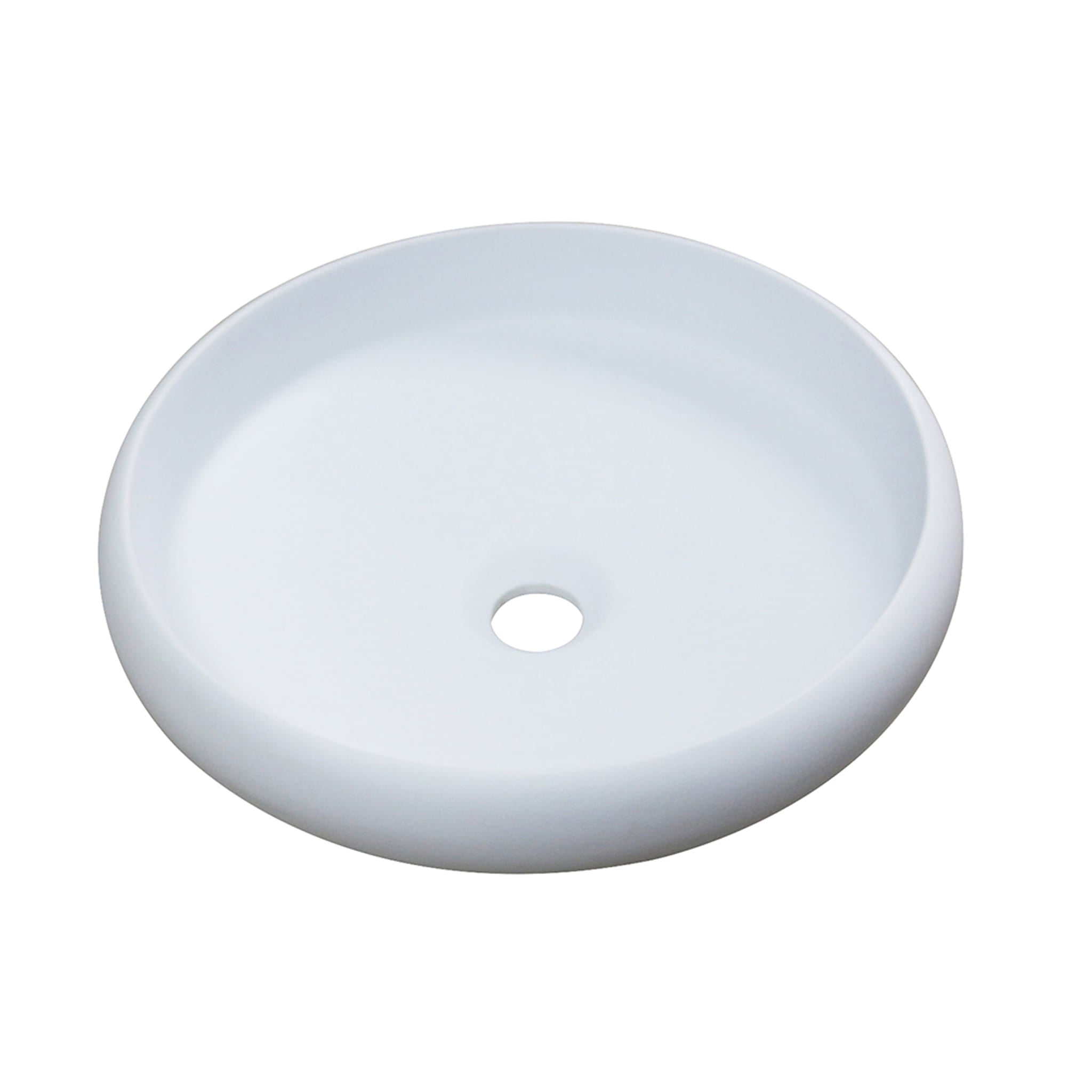 Aquamoon 1153 White Modern Round Vessel Solid Surface Sink 15.75 X 15.75 X 4.5