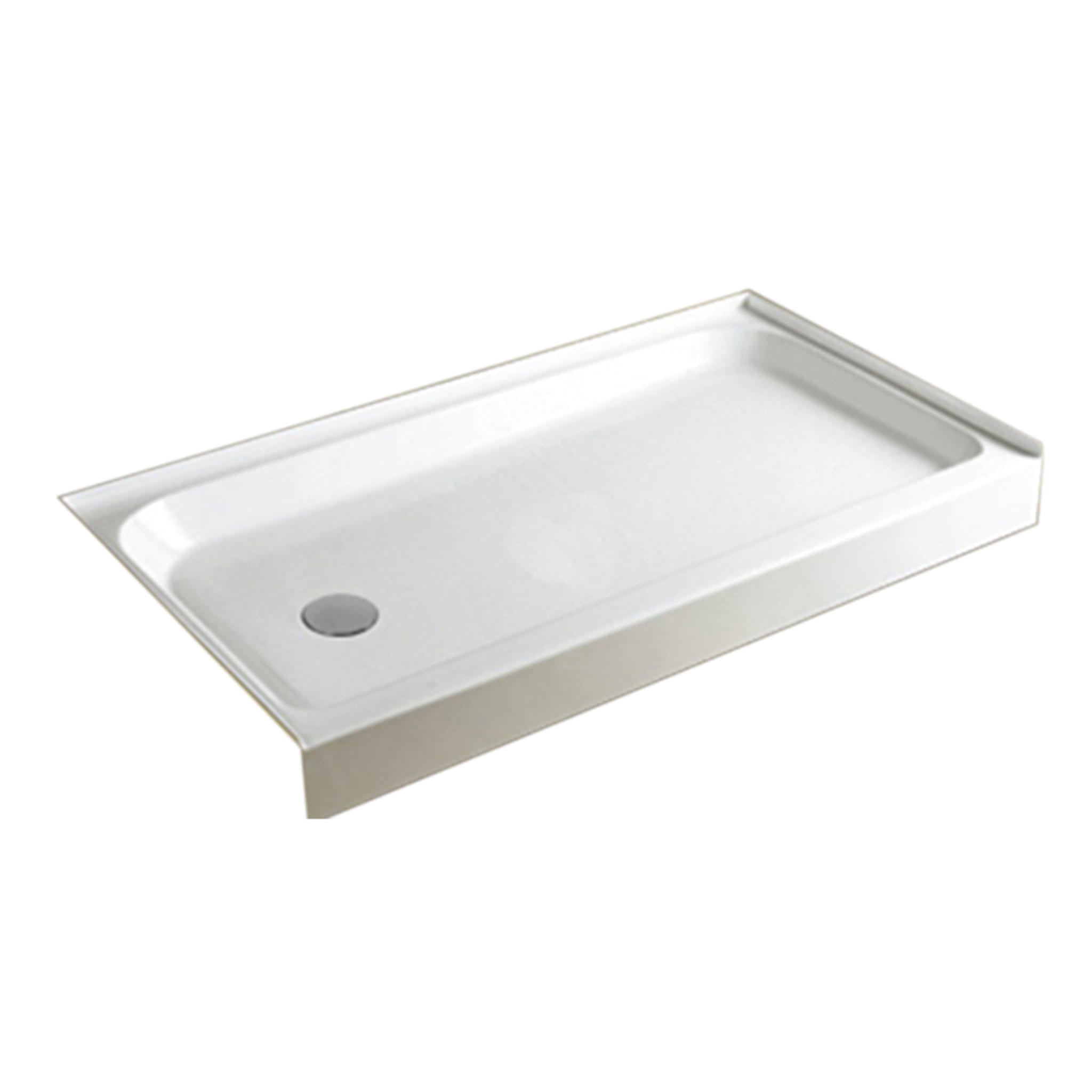 Aquamoon 60" x 32" x 5.5" Shower Base, White Color Left Drain