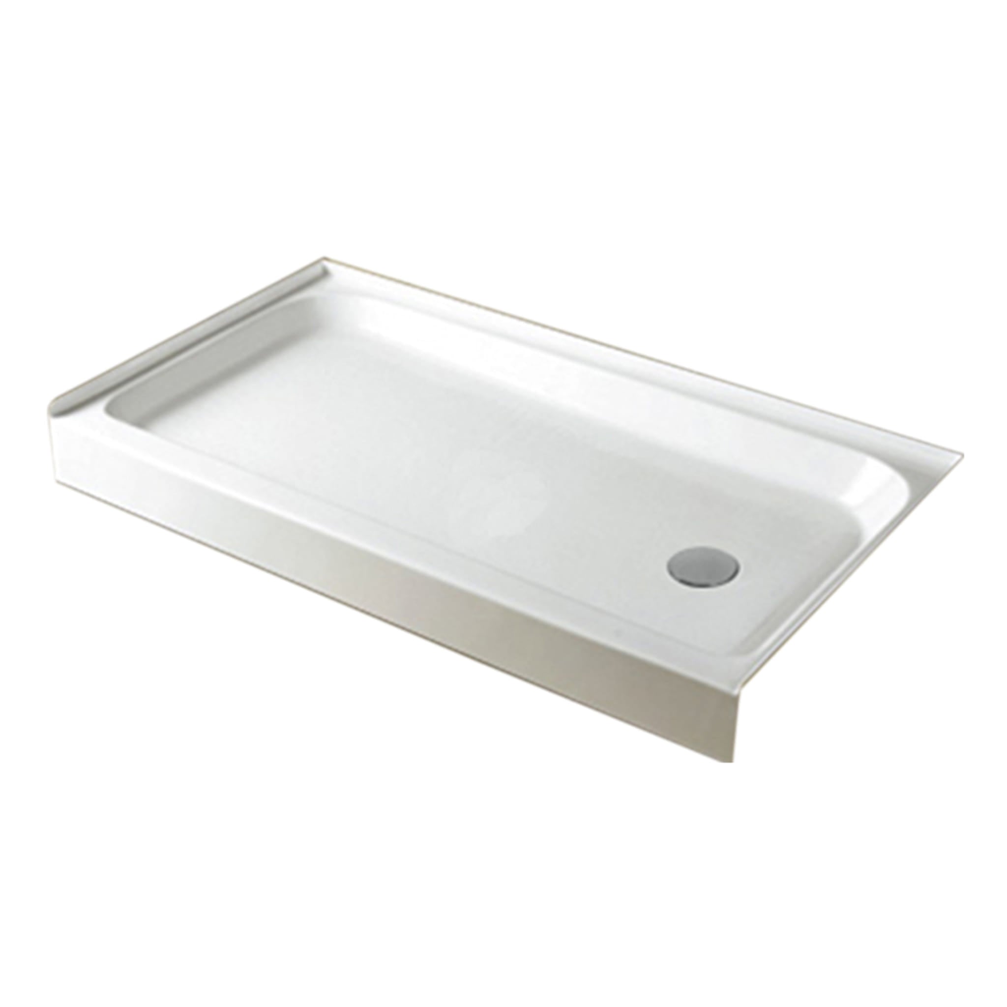 Aquamoon 60" x 32" x 5.5" Shower Base, White Color Right Drain