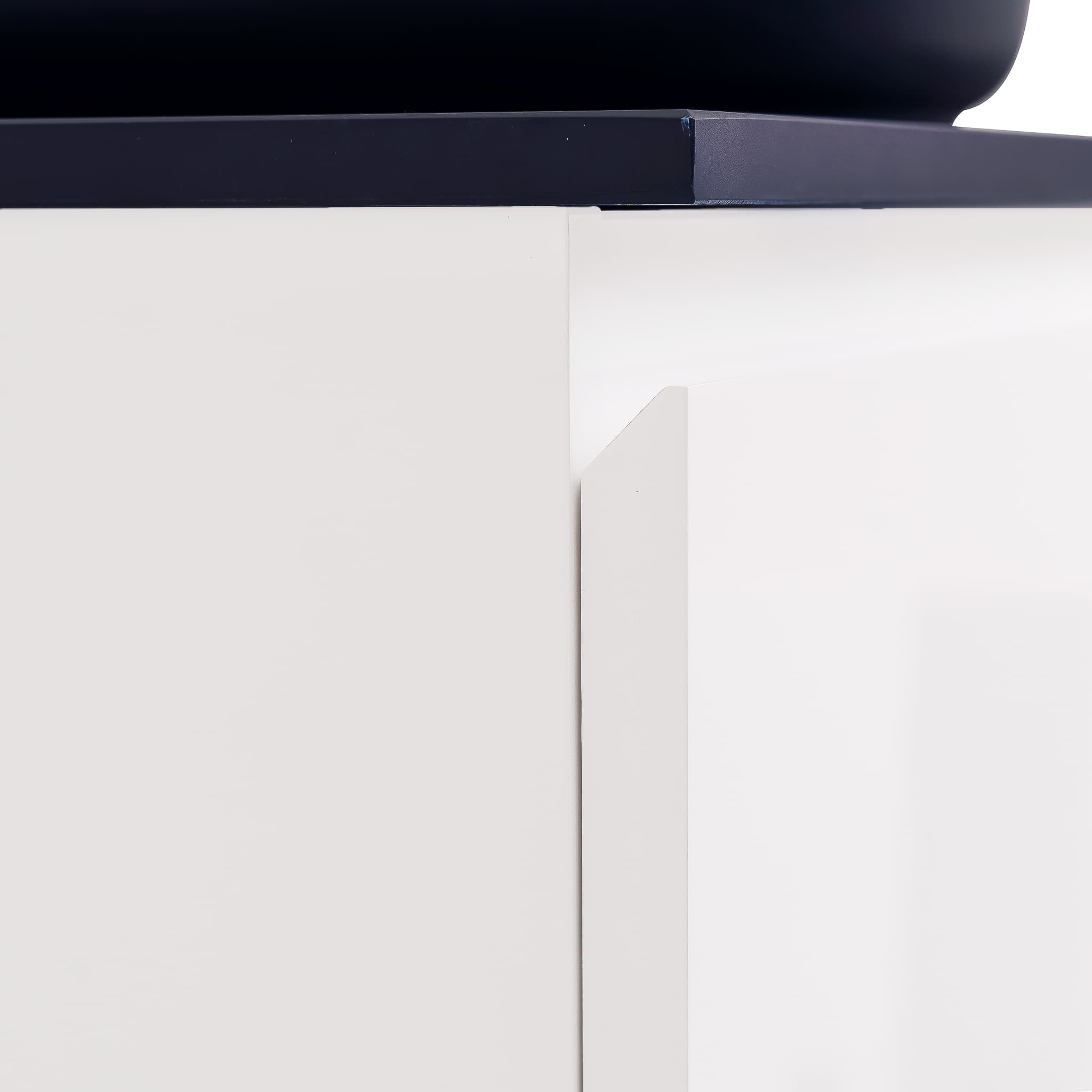 Venice 23.5 White High Gloss Cabinet, Ares Navy Blue Top And Ares Navy Blue Ceramic Basin, Wall Mounted Modern Vanity Set