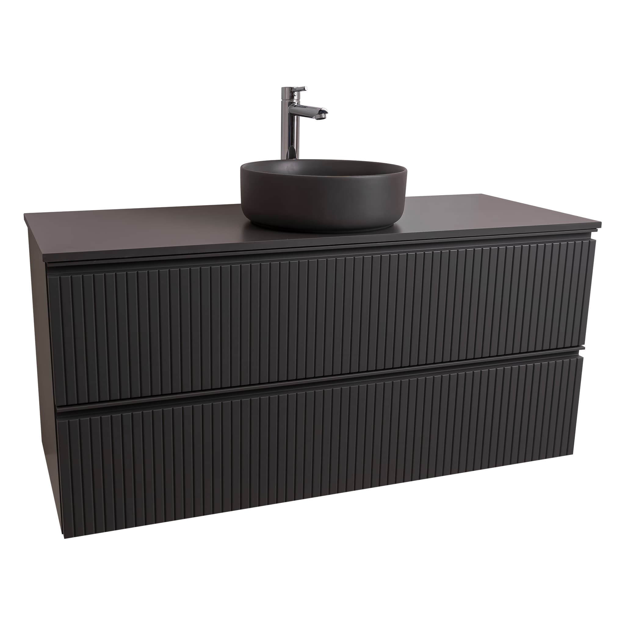 Ares 47.5 Matte Grey Cabinet, Ares Grey Ceniza Top And Ares Grey Ceniza Ceramic Basin, Wall Mounted Modern Vanity Set Bath Trends USA