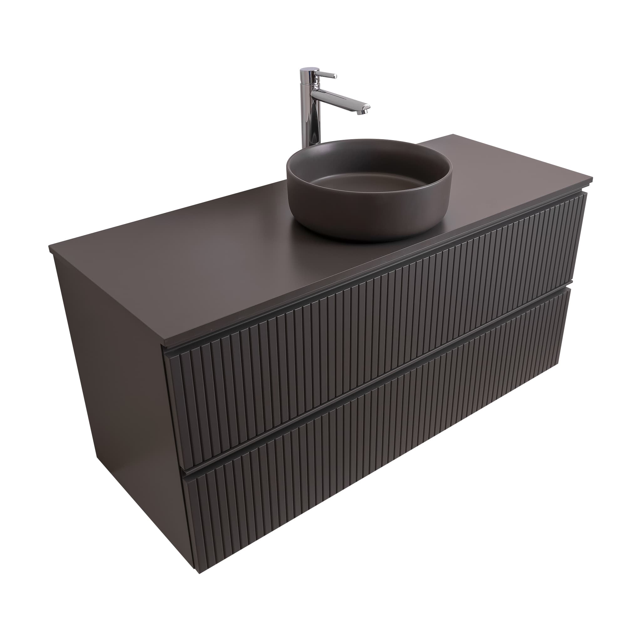 Ares 47.5 Matte Grey Cabinet, Ares Grey Ceniza Top And Ares Grey Ceniza Ceramic Basin, Wall Mounted Modern Vanity Set Bath Trends USA