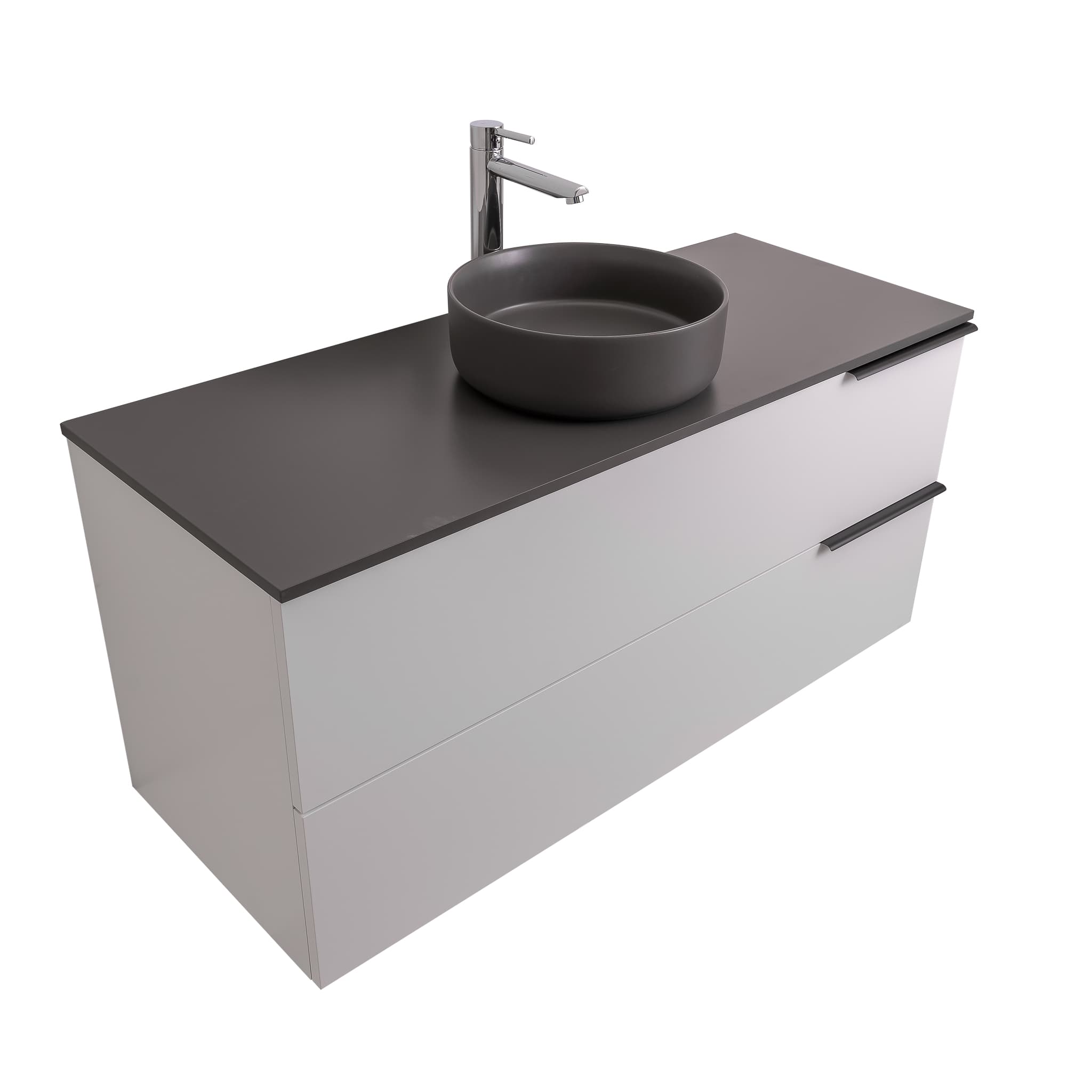 Mallorca 47.5 Matte White Cabinet, Ares Grey Ceniza Top And Ares Grey Ceniza Ceramic Basin, Wall Mounted Modern Vanity Set