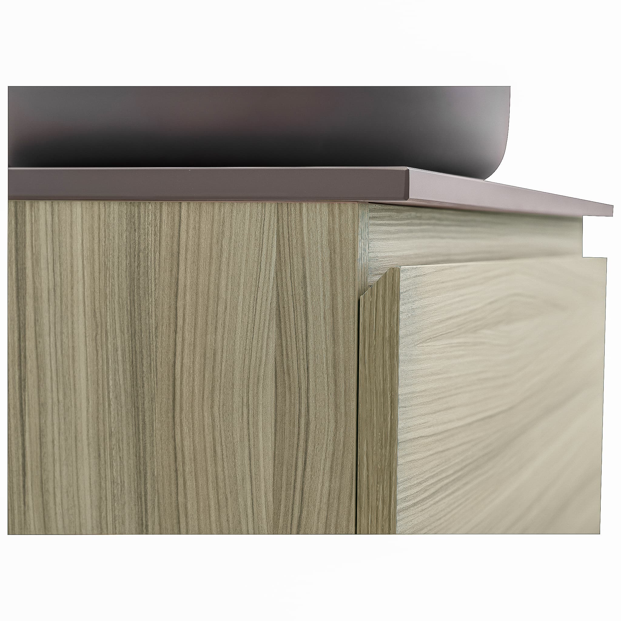 Venice 23.5 Nilo Grey Wood Texture Cabinet, Ares Grey Ceniza Top And Ares Grey Ceniza Ceramic Basin, Wall Mounted Modern Vanity Set