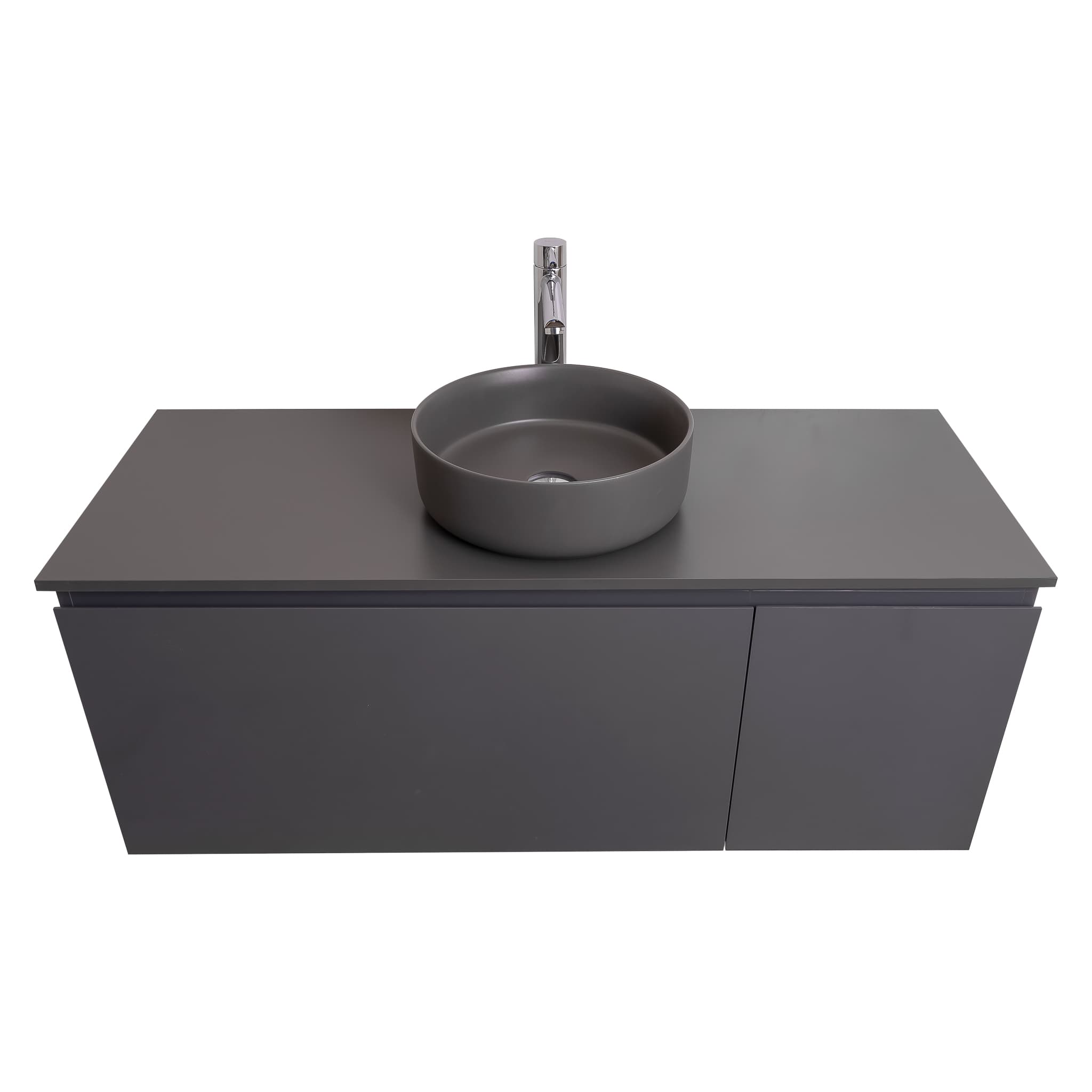 Venice 47.5 Anthracite High Gloss Cabinet, Ares Grey Ceniza Top And Ares Grey Ceniza Ceramic Basin, Wall Mounted Modern Vanity Set