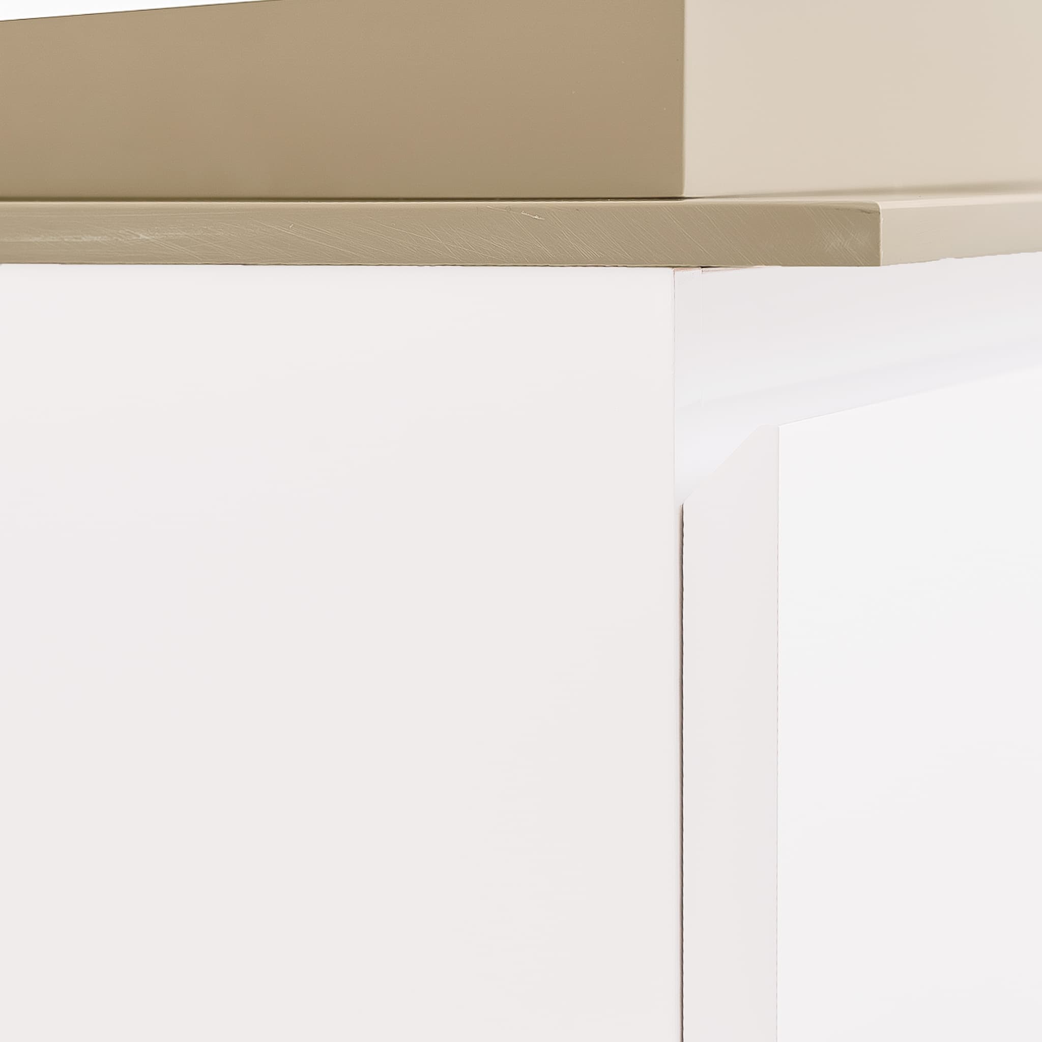 Venice 23.5 White High Gloss Cabinet, Solid Surface Flat Taupe Counter And Infinity Square Solid Surface Taupe Basin 1329, Wall Mounted Modern Vanity Set