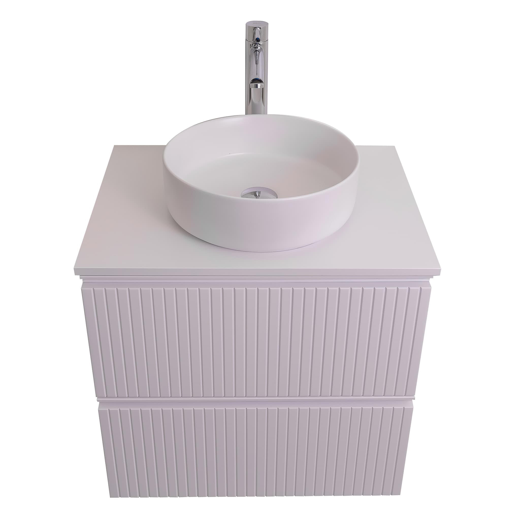 Ares 23.5 Matte White Cabinet, Ares White Top And Ares White Ceramic Basin, Wall Mounted Modern Vanity Set