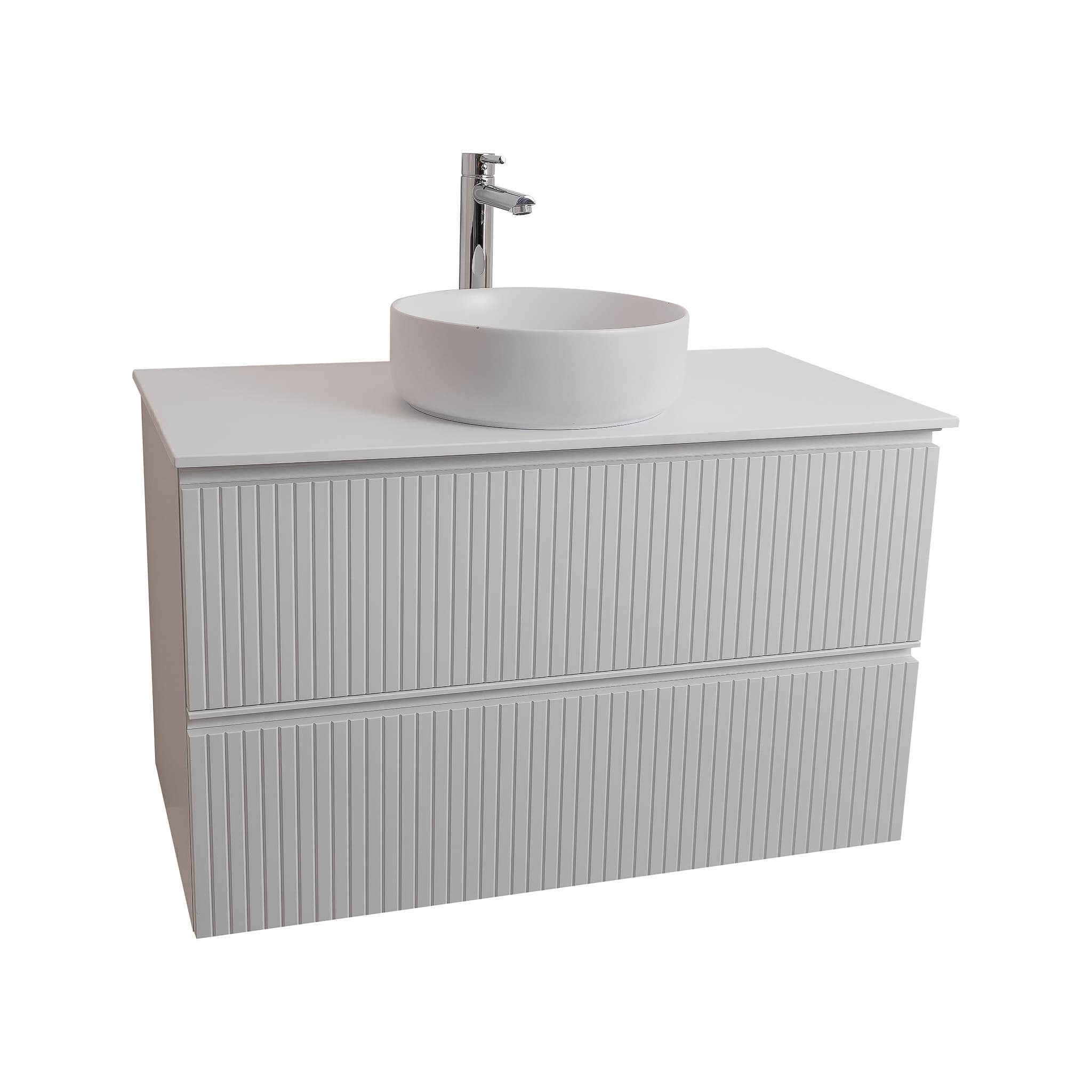 Ares 31.5 Matte White Cabinet, Ares White Top And Ares White Ceramic Basin, Wall Mounted Modern Vanity Set