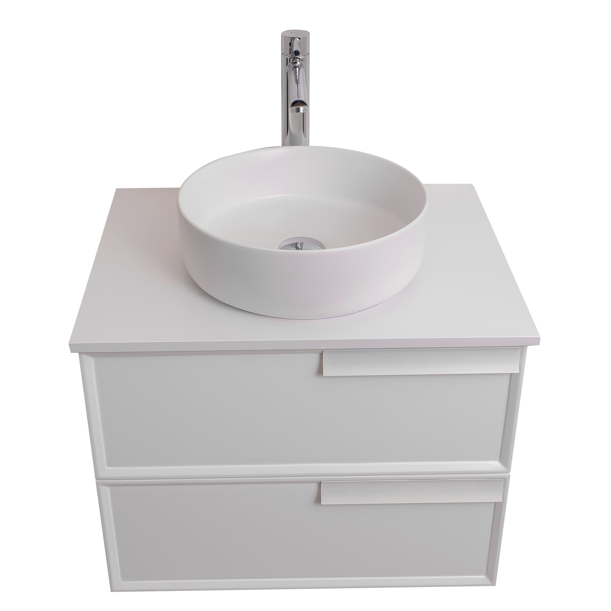 Garda 23.5 Matte White Cabinet, Ares White Top and Ares White Ceramic Basin, Wall Mounted Modern Vanity Set