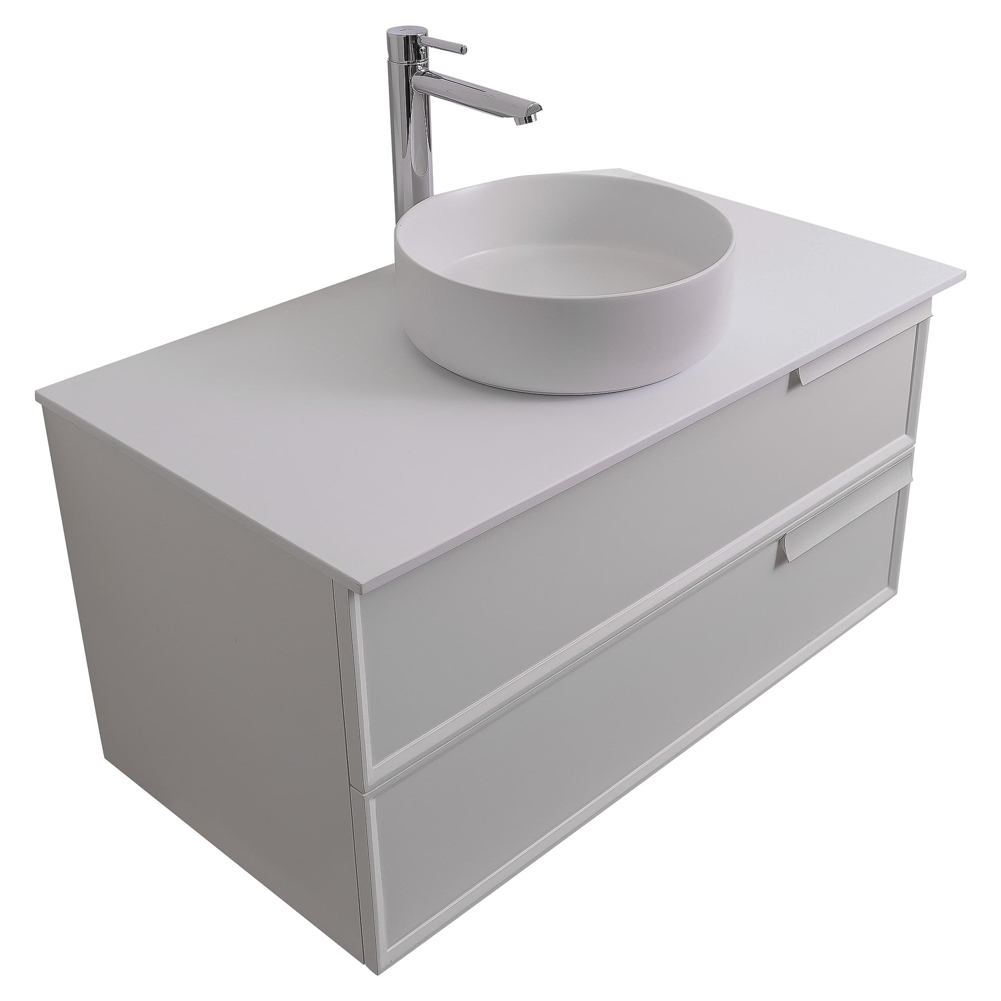 Garda 31.5 Matte White Cabinet, Ares White Top and Ares White Ceramic Basin, Wall Mounted Modern Vanity Set