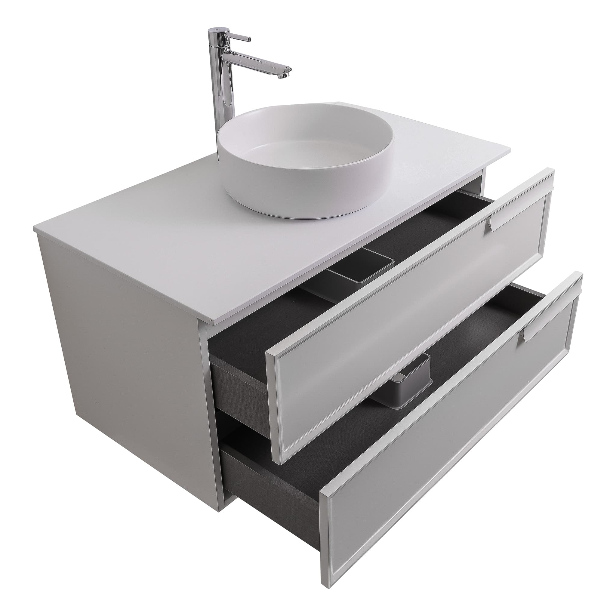 Garda 31.5 Matte White Cabinet, Ares White Top and Ares White Ceramic Basin, Wall Mounted Modern Vanity Set