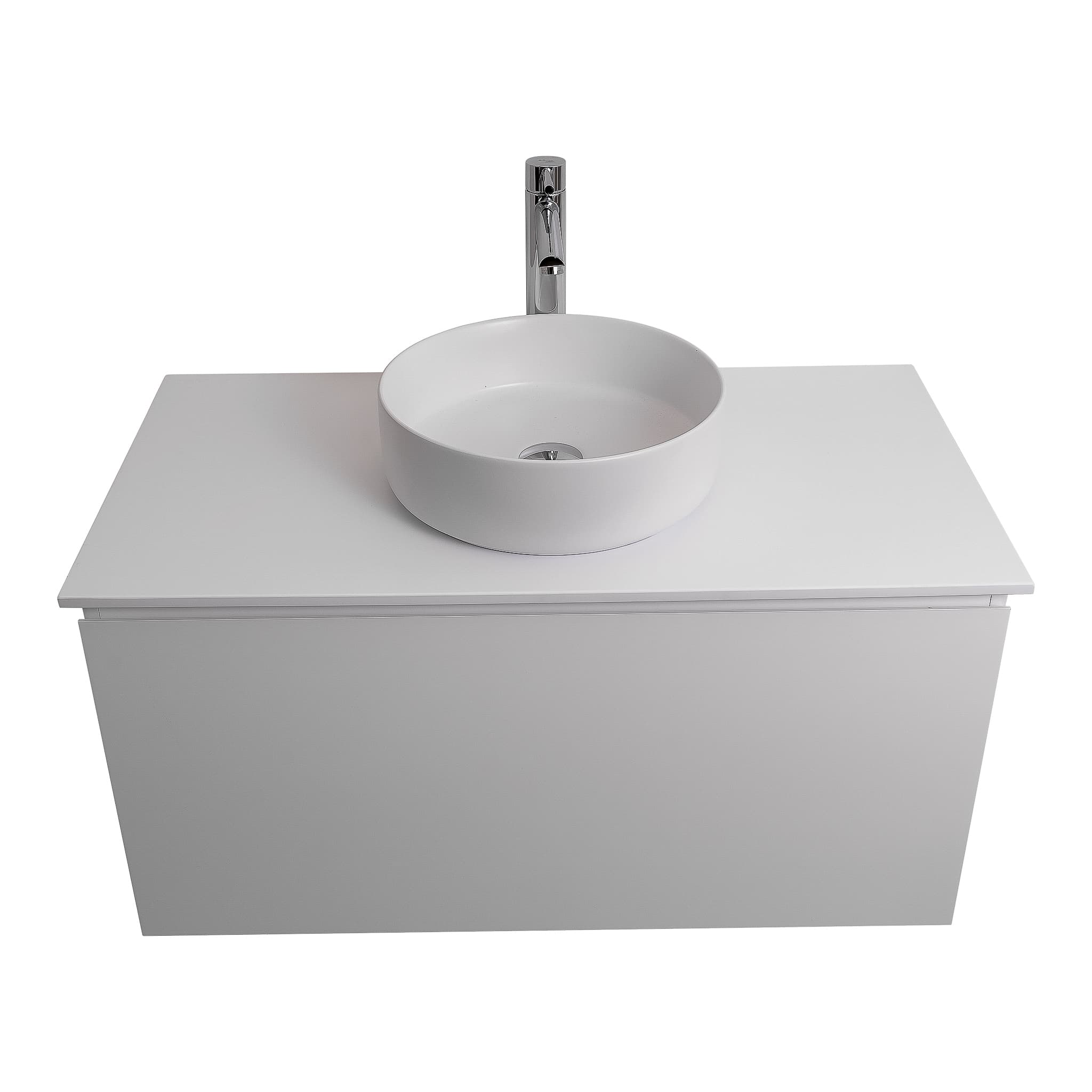 Venice 35.5 White High Gloss Cabinet, Ares White Top And Ares White Ceramic Basin, Wall Mounted Modern Vanity Set