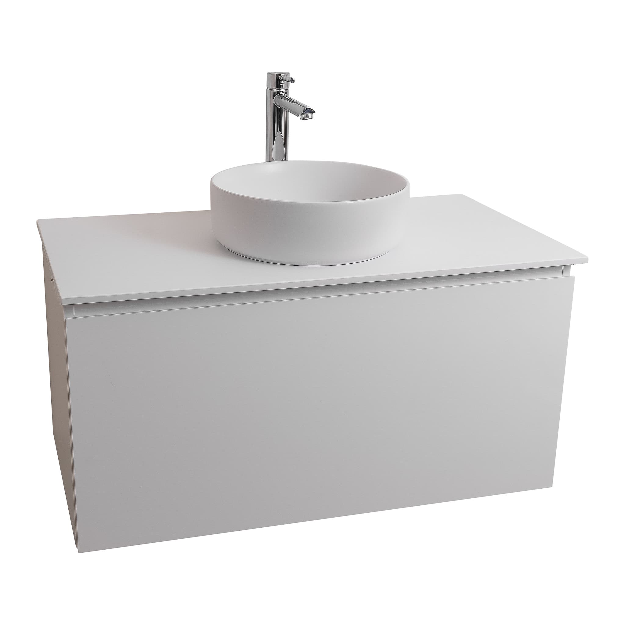 Venice 39.5 White High Gloss Cabinet, Ares White Top And Ares White Ceramic Basin, Wall Mounted Modern Vanity Set Bath Trends USA