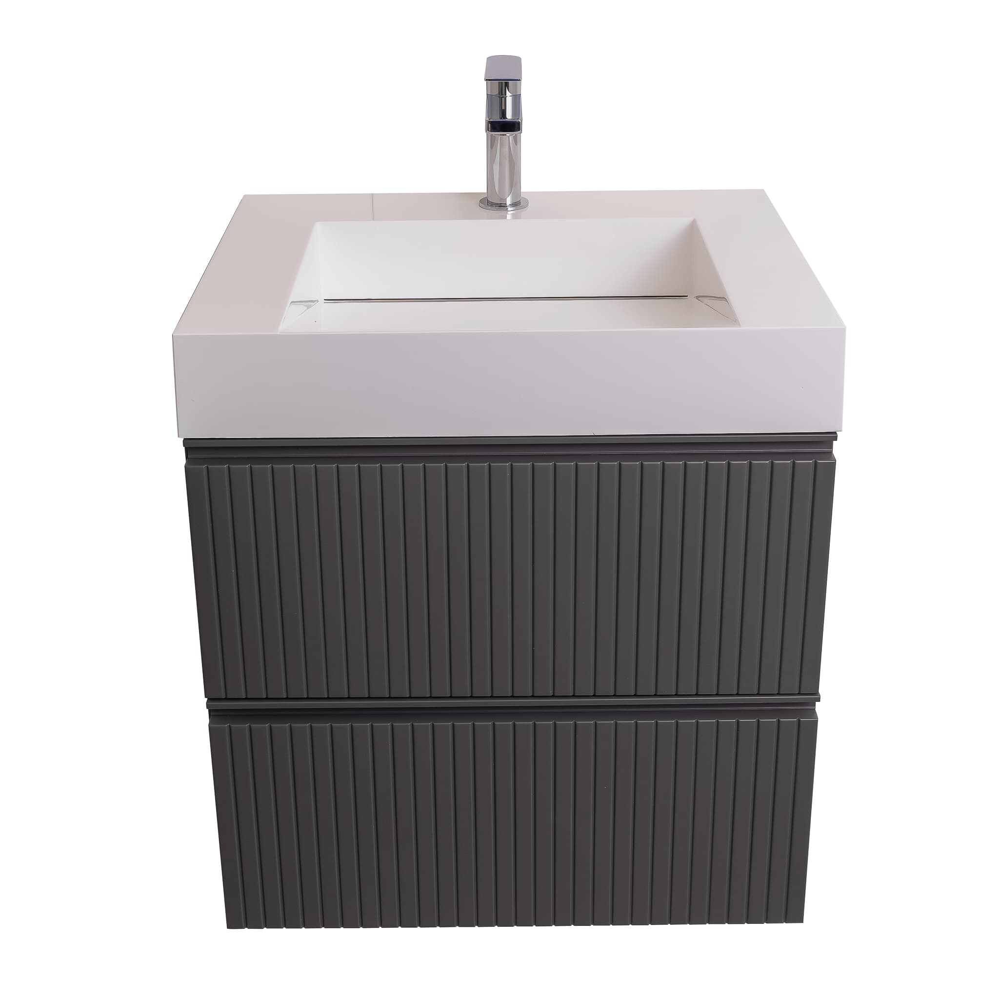 Ares 23.5 Matte Grey Cabinet, Infinity Cultured Marble Sink, Wall Mounted Modern Vanity Set