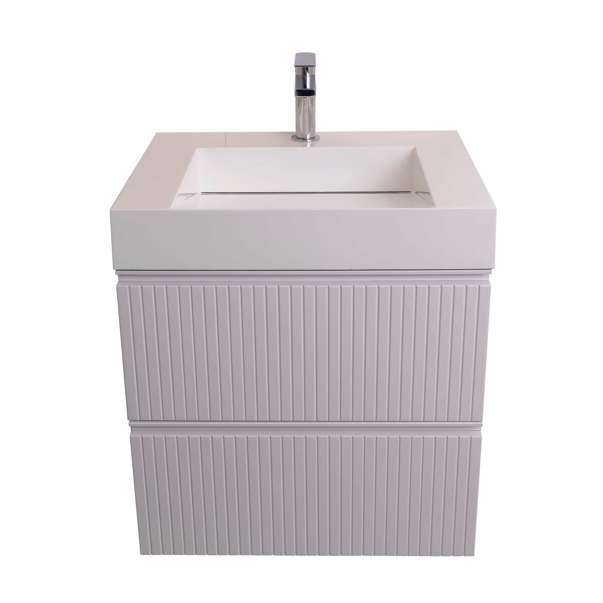 Ares 23.5 Matte White Cabinet, Infinity Cultured Marble Sink, Wall Mounted Modern Vanity Set