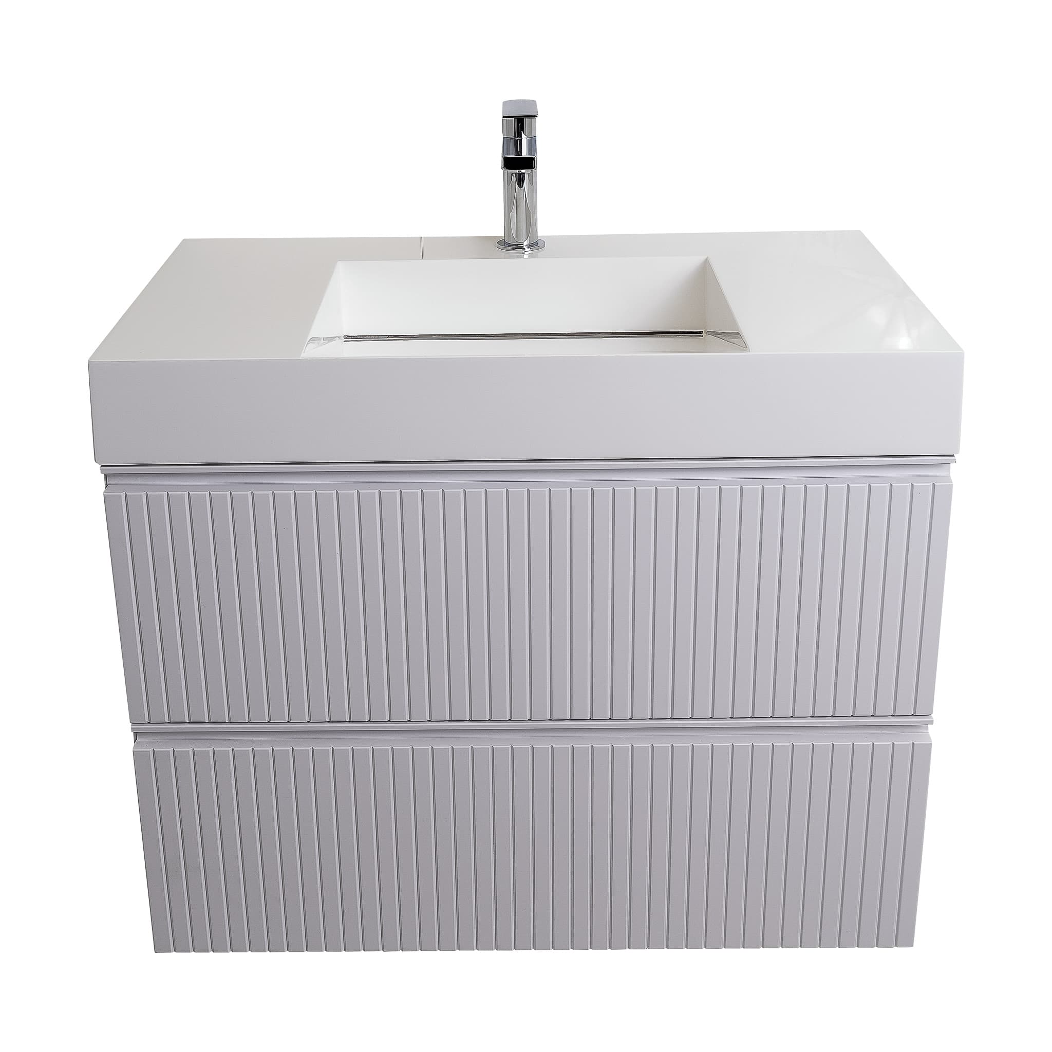 Ares 39.5 Matte White Cabinet, Infinity Cultured Marble Sink, Wall Mounted Modern Vanity Set