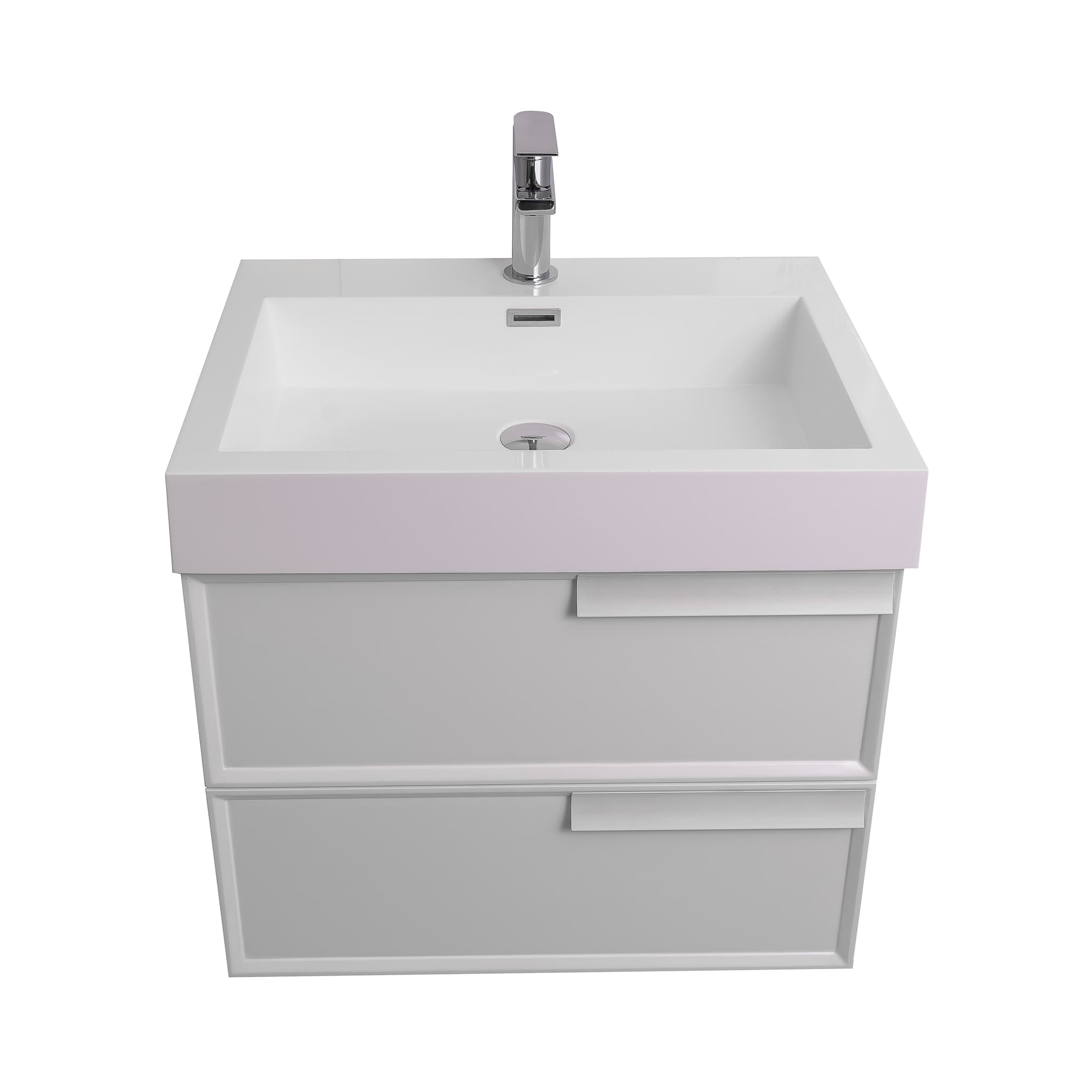 Garda 23.5 Matte White Cabinet, Square Cultured Marble Sink, Wall Mounted Modern Vanity Set