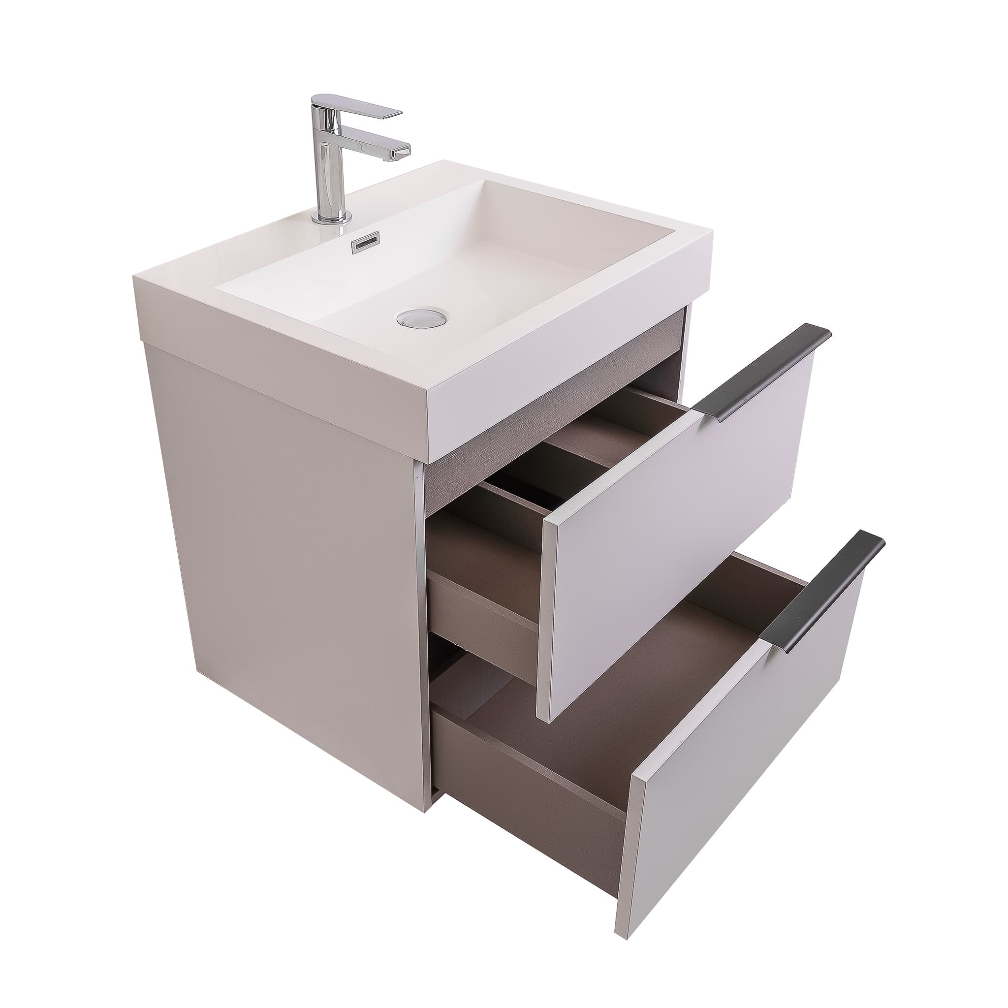 Mallorca 23.5 Matte White Cabinet, Square Cultured Marble Sink, Wall Mounted Modern Vanity Set