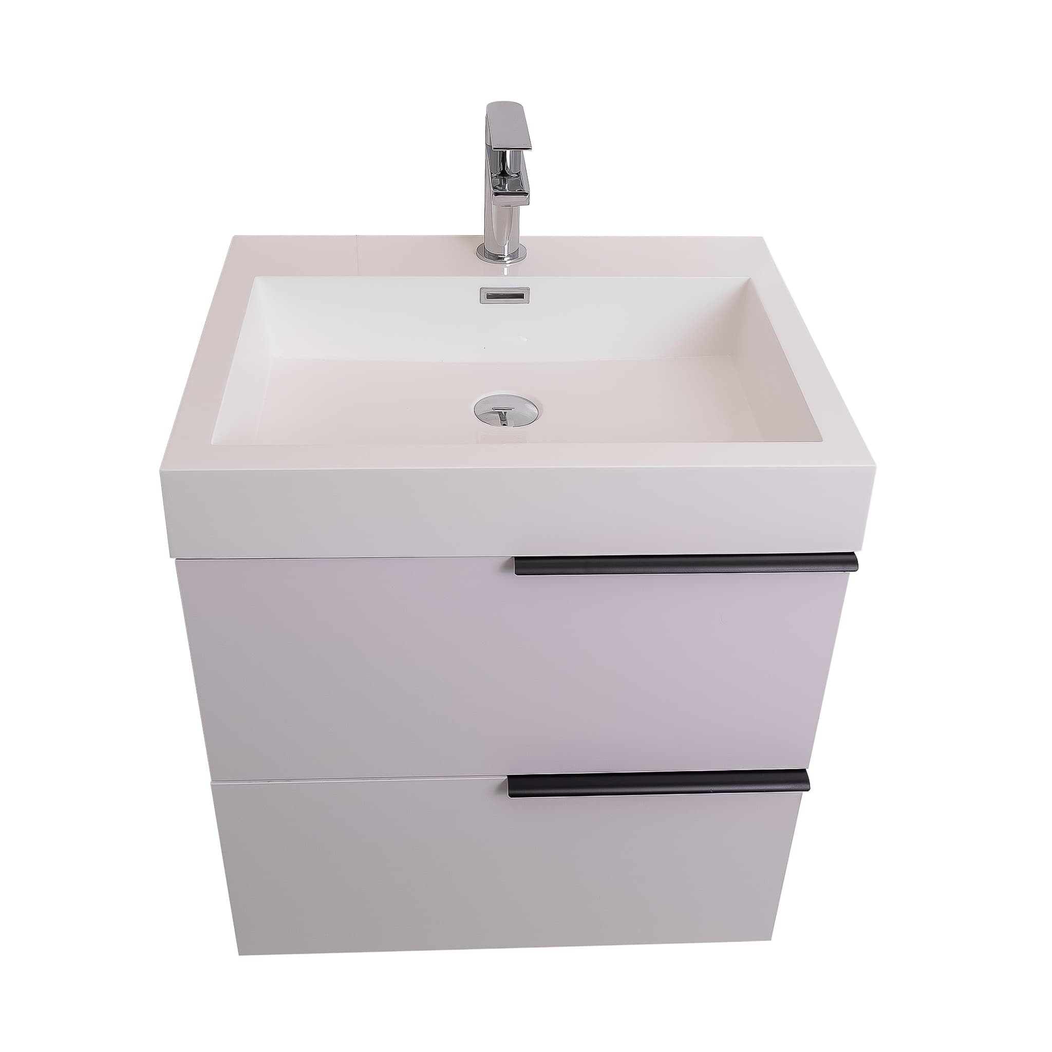 Mallorca 23.5 Matte White Cabinet, Square Cultured Marble Sink, Wall Mounted Modern Vanity Set