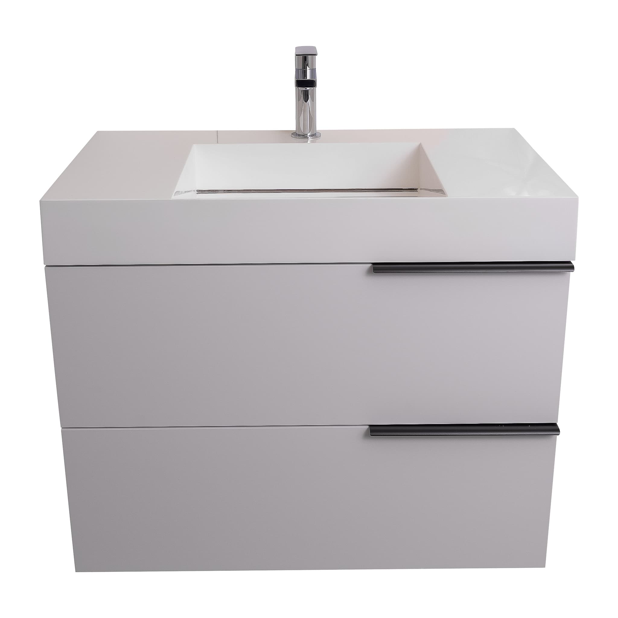 Mallorca 39.5 Matte White Cabinet, Infinity Cultured Marble Sink, Wall Mounted Modern Vanity Set