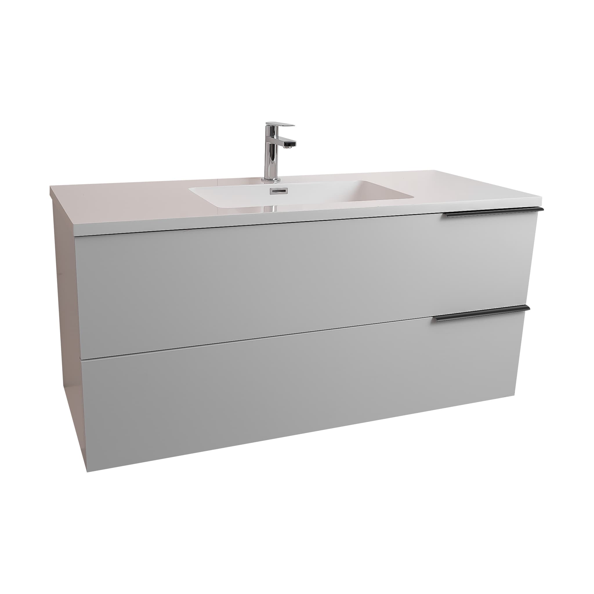 Mallorca 47.5 Matte White Cabinet, Square Cultured Marble Sink, Wall Mounted Modern Vanity Set Bath Trends USA