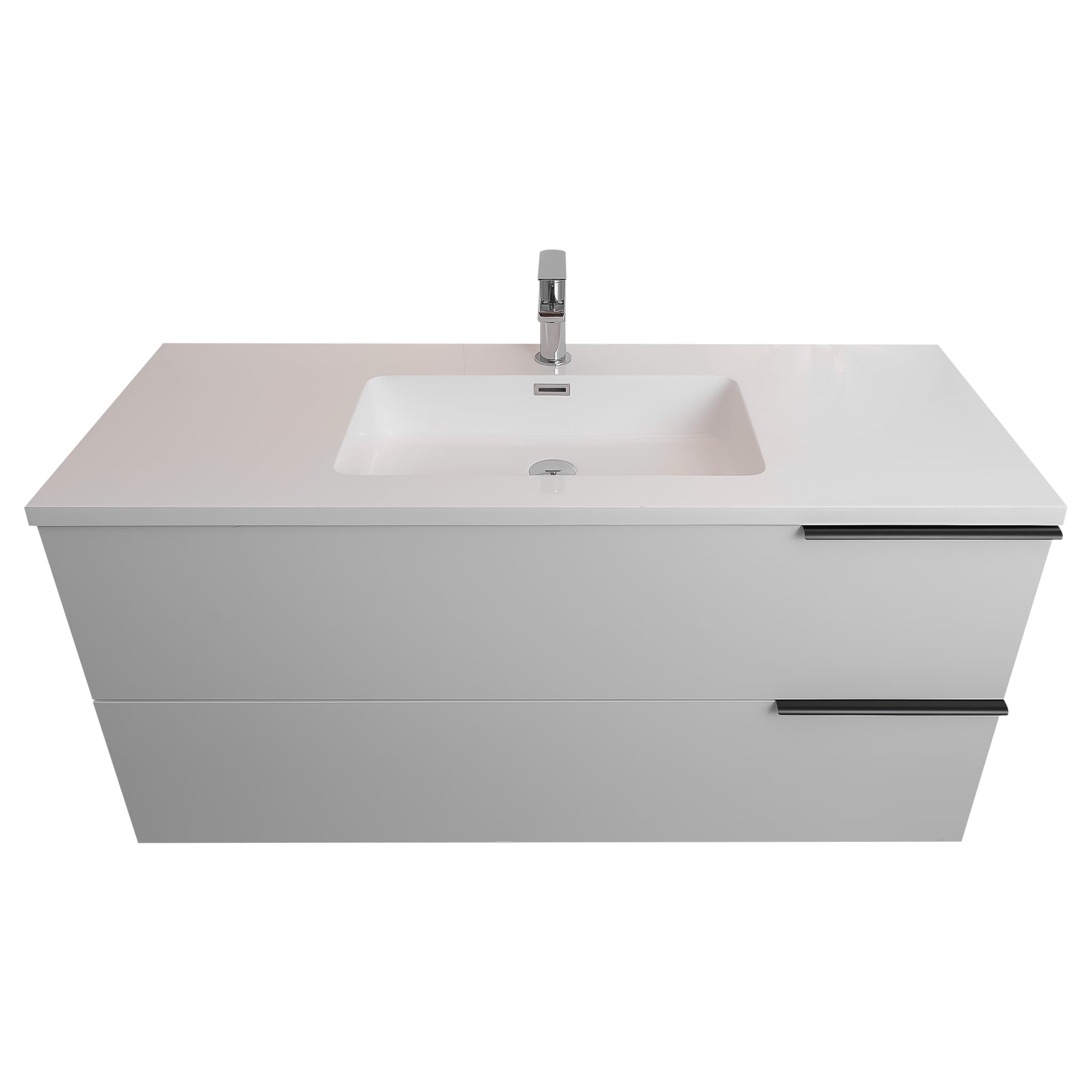 Mallorca 47.5 Matte White Cabinet, Square Cultured Marble Sink, Wall Mounted Modern Vanity Set