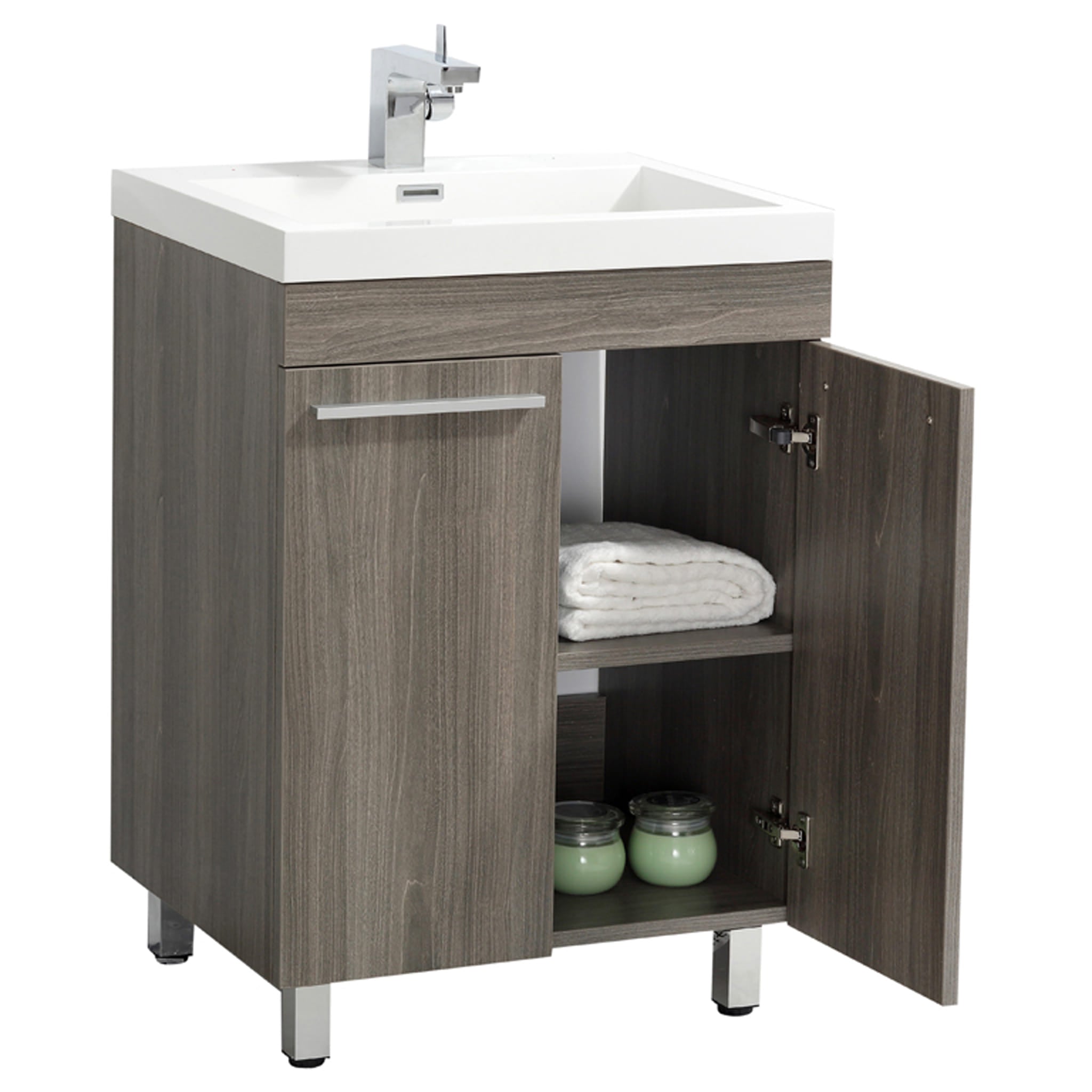 Aquamoon Ocean 23.5" Maple Grey Free Standing Modern Bathroom Vanity Set.