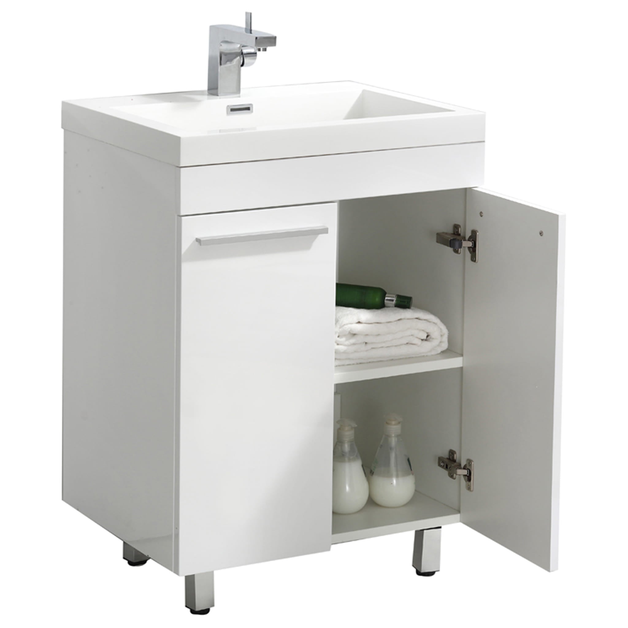 Aquamoon Ocean 23.5" White Free Standing Modern Bathroom Vanity Set.