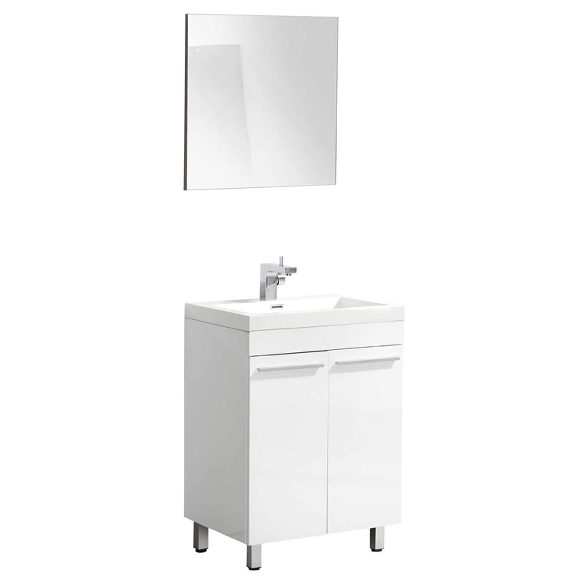 Aquamoon Ocean 23.5" White Free Standing Modern Bathroom Vanity Set.