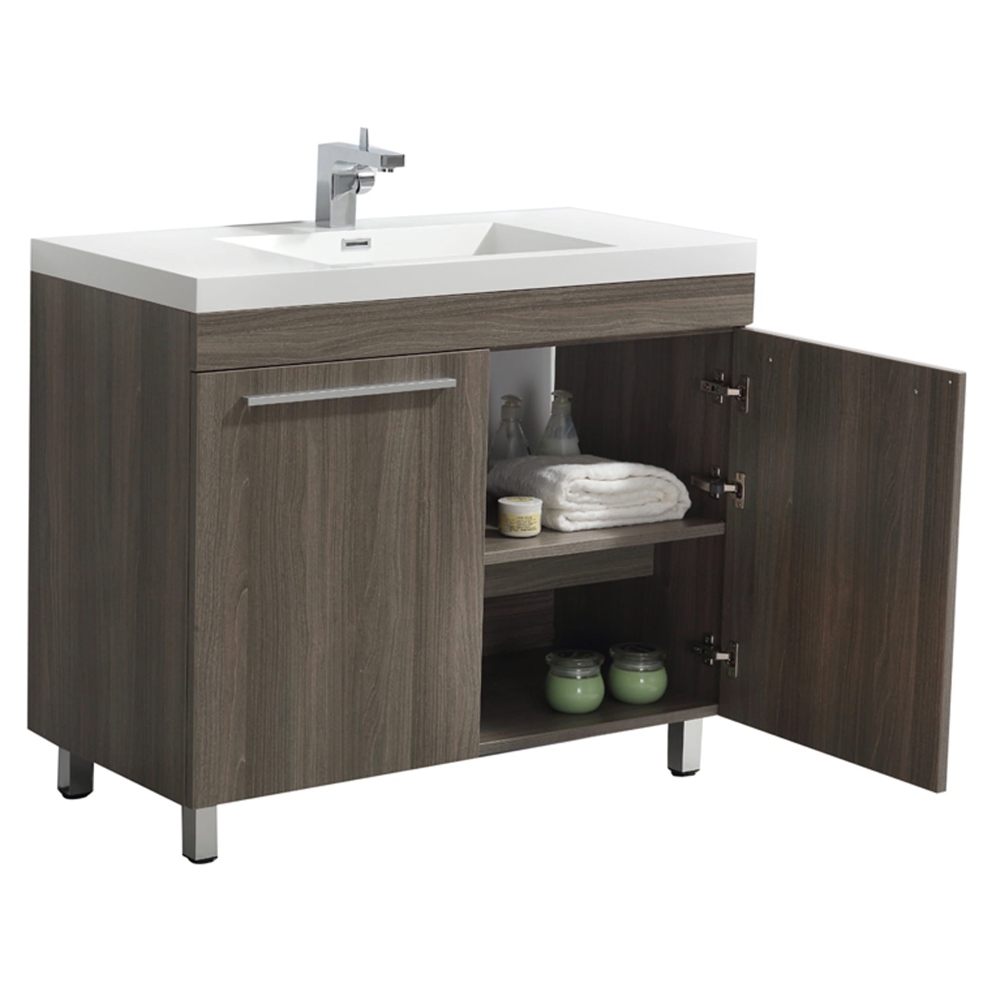 Aquamoon Ocean 39.5" Maple Grey Free Standing Modern Bathroom Vanity Set.