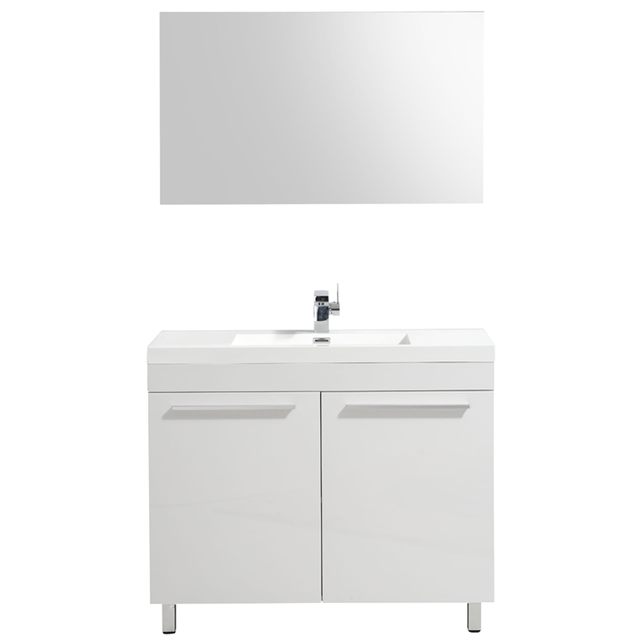 Aquamoon Ocean 39.5" White Free Standing Modern Bathroom Vanity Set.