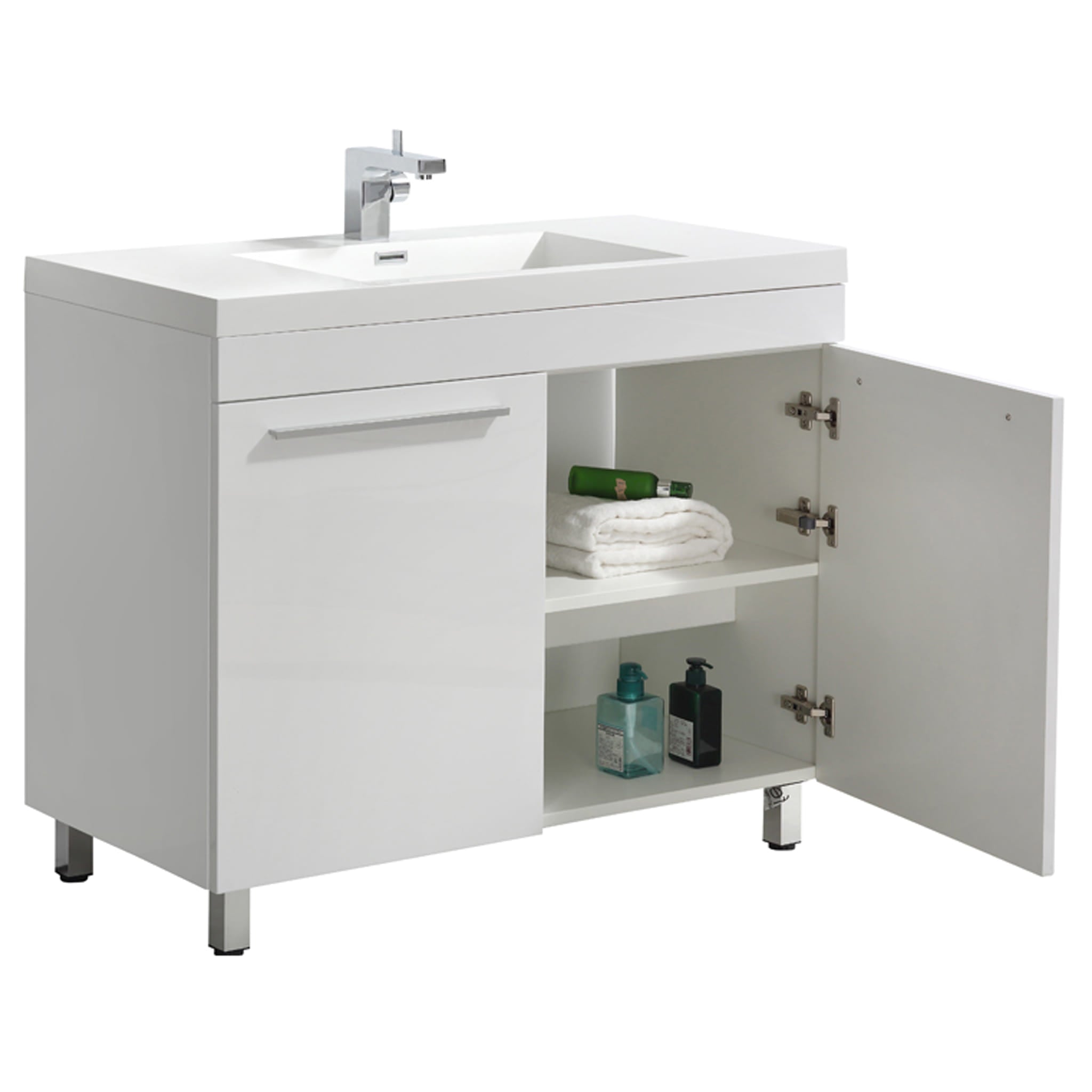 Aquamoon Ocean 39.5" White Free Standing Modern Bathroom Vanity Set.