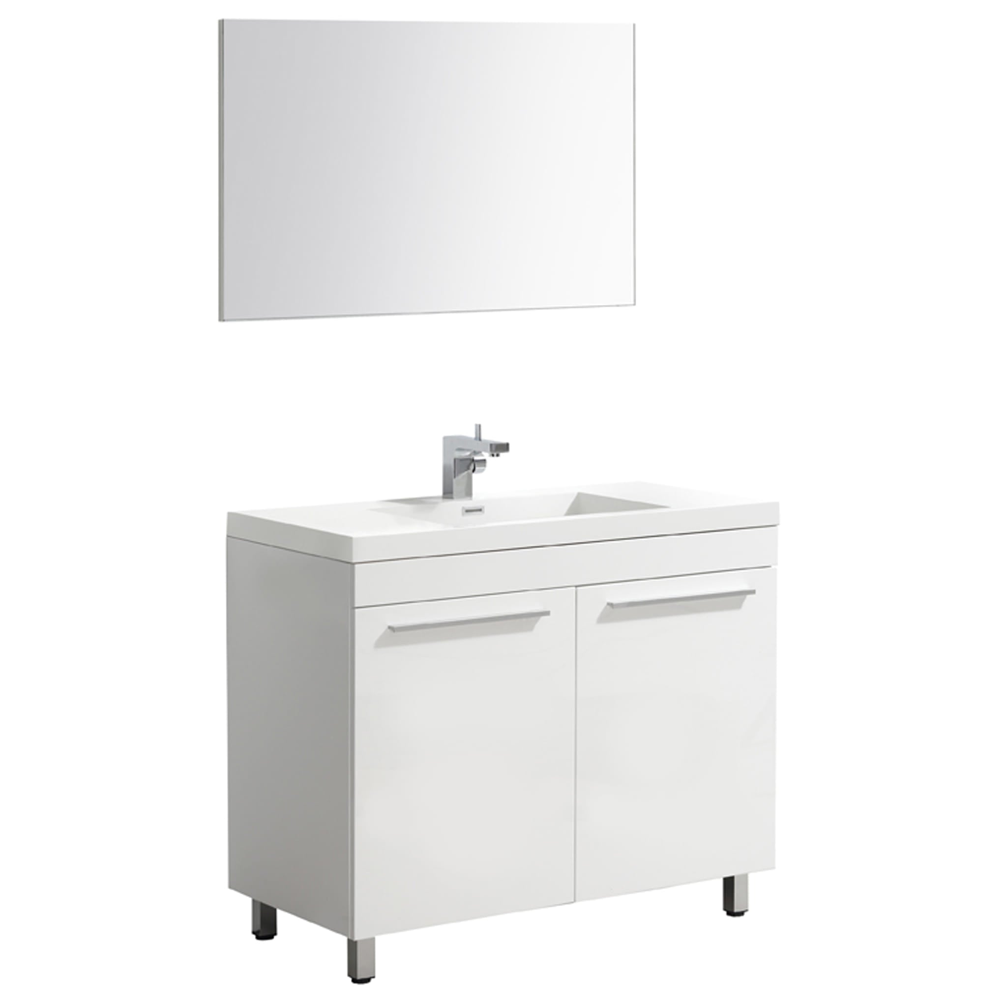 Aquamoon Ocean 39.5" White Free Standing Modern Bathroom Vanity Set.