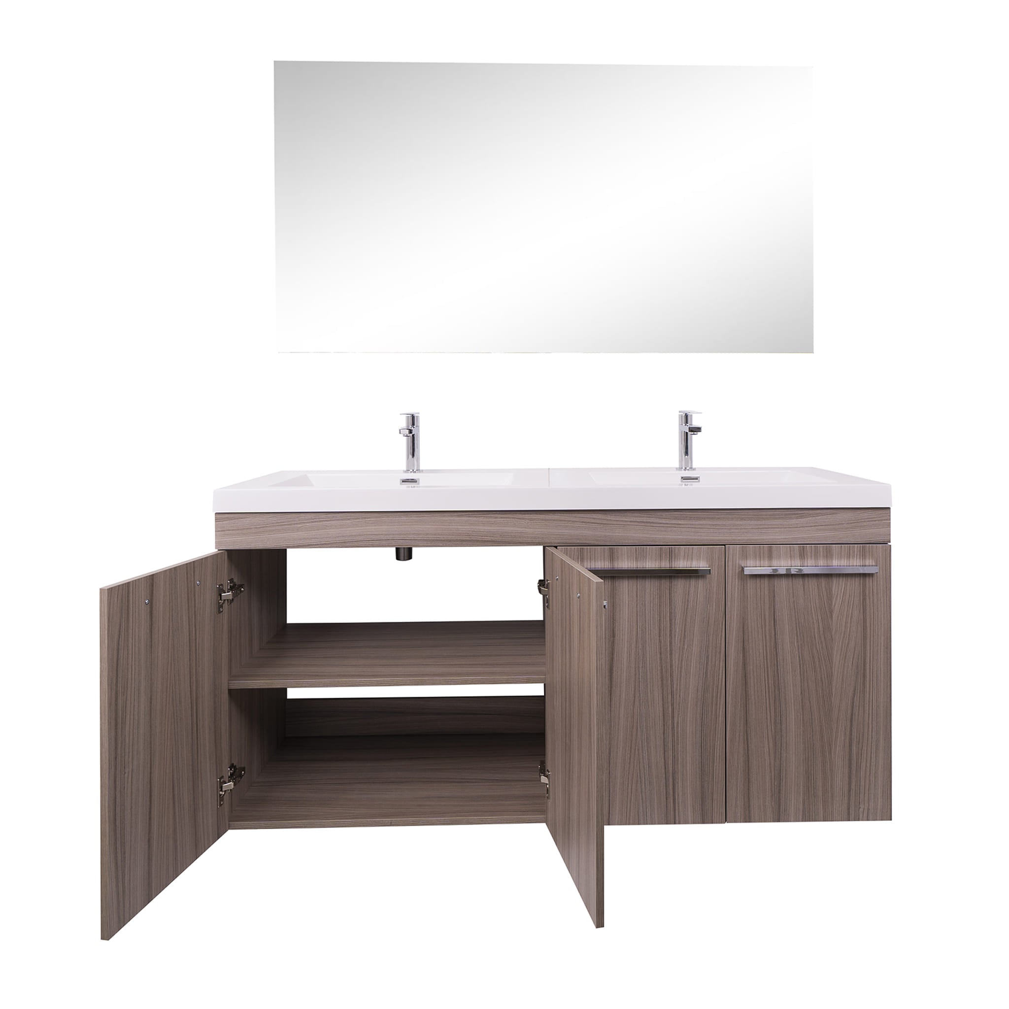 Aquamoon Ocean 59.5" Double Sink Maple Grey Free Standing Modern Bathroom Vanity Set.