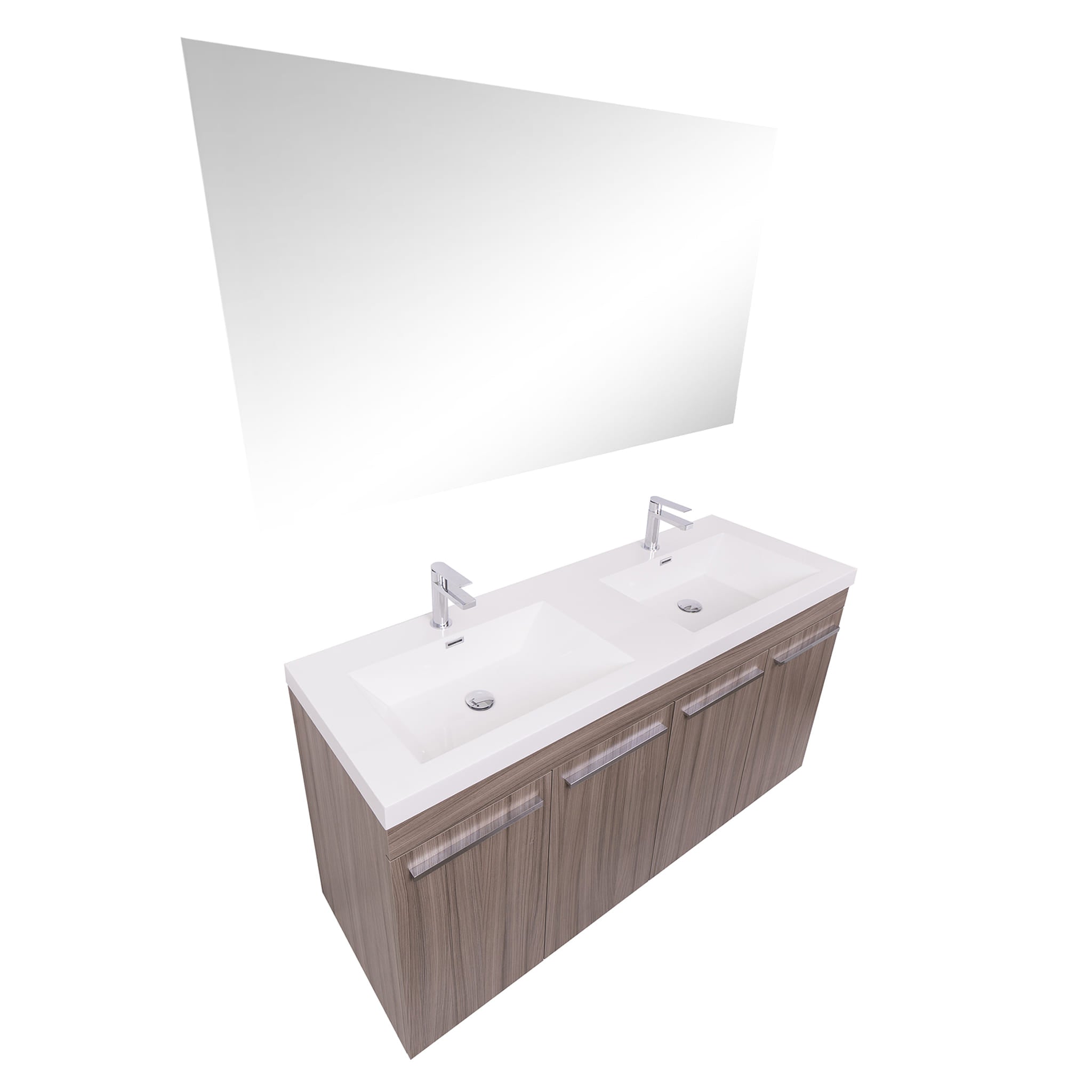 Aquamoon Ocean 59.5" Double Sink Maple Grey Free Standing Modern Bathroom Vanity Set.