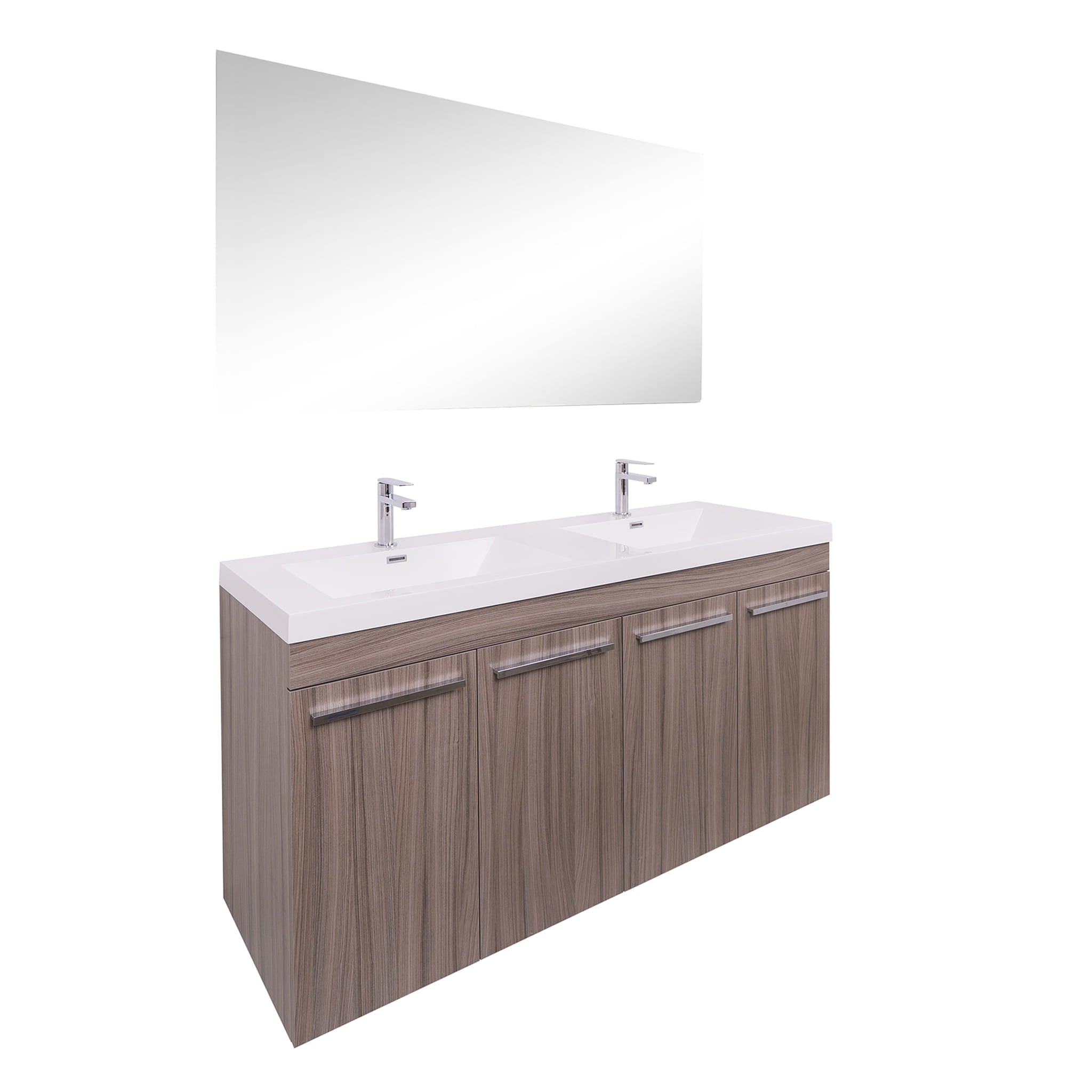 Aquamoon Ocean 59.5" Double Sink Maple Grey Free Standing Modern Bathroom Vanity Set.