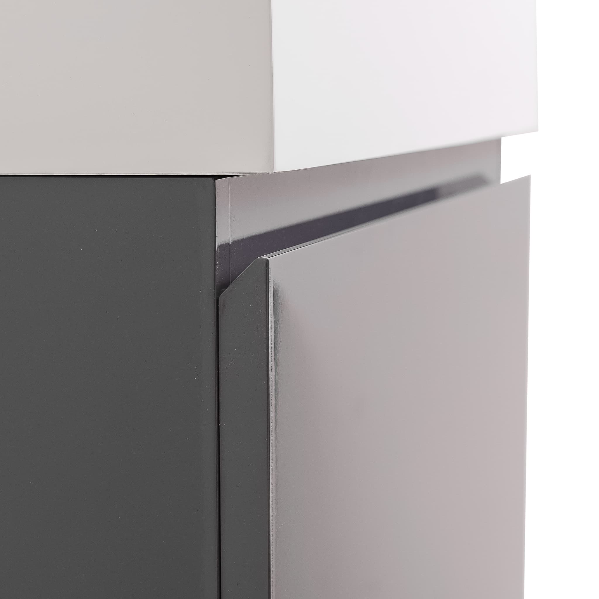 Venice 23.5 Anthracite High Gloss Cabinet, Square Cultured Marble Sink, Wall Mounted Modern Vanity Set
