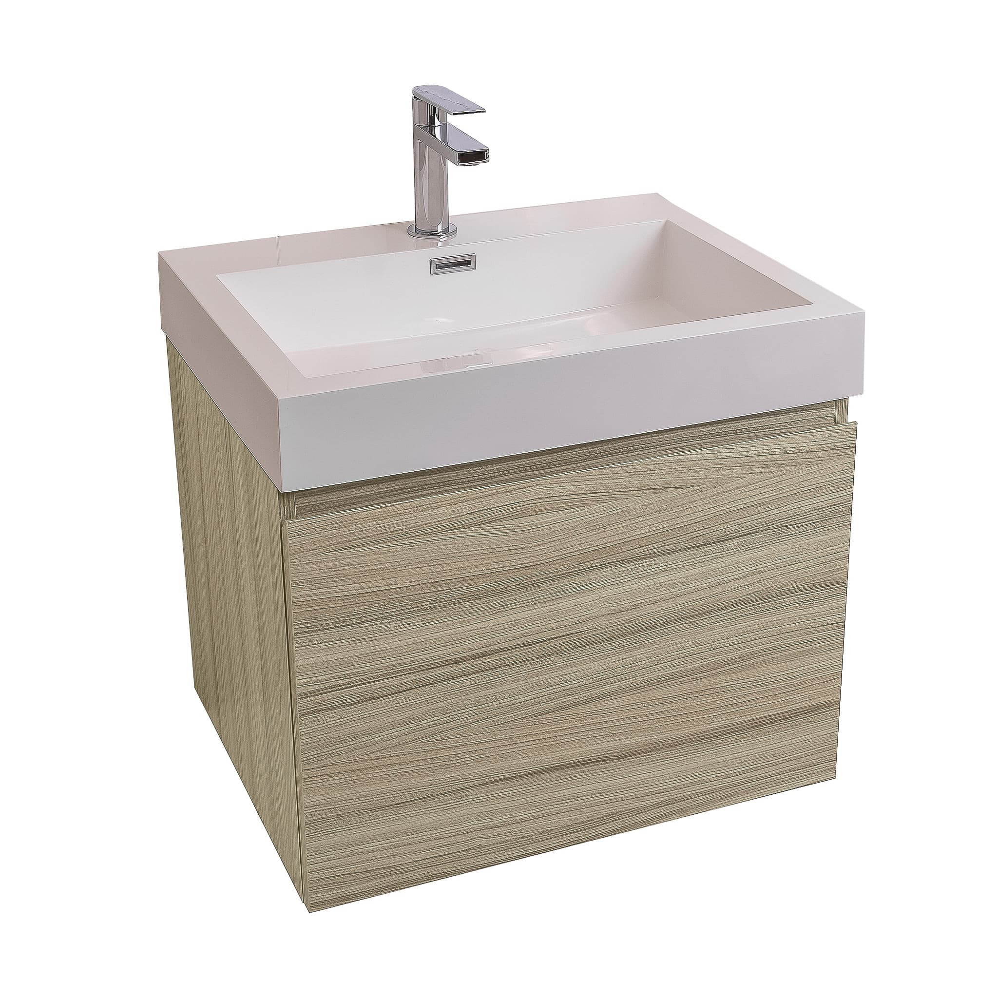 Venice 23.5 Nilo Grey Wood Texture Cabinet, Square Cultured Marble Sink, Wall Mounted Modern Vanity Set