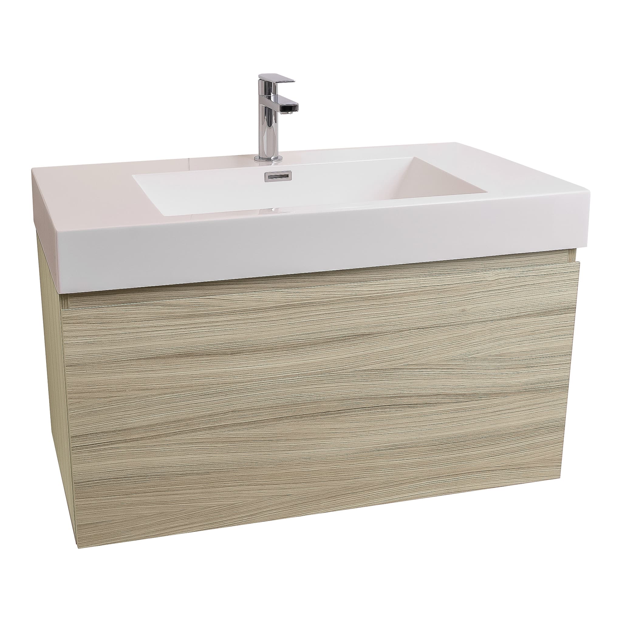 Venice 31.5 Nilo Grey Wood Texture Cabinet, Square Cultured Marble Sink, Wall Mounted Modern Vanity Set