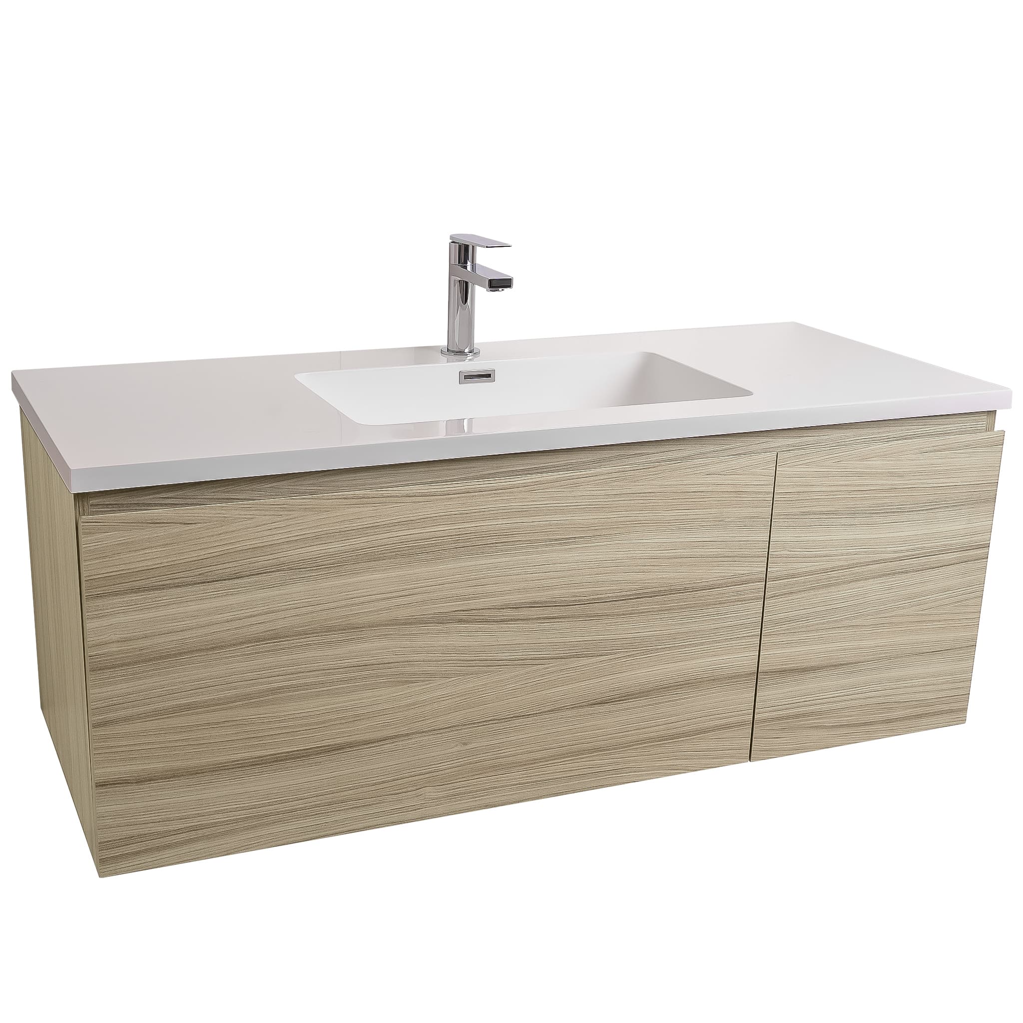Venice 47.5 Nilo Grey Wood Texture Cabinet, Square Cultured Marble Sink, Wall Mounted Modern Vanity Set