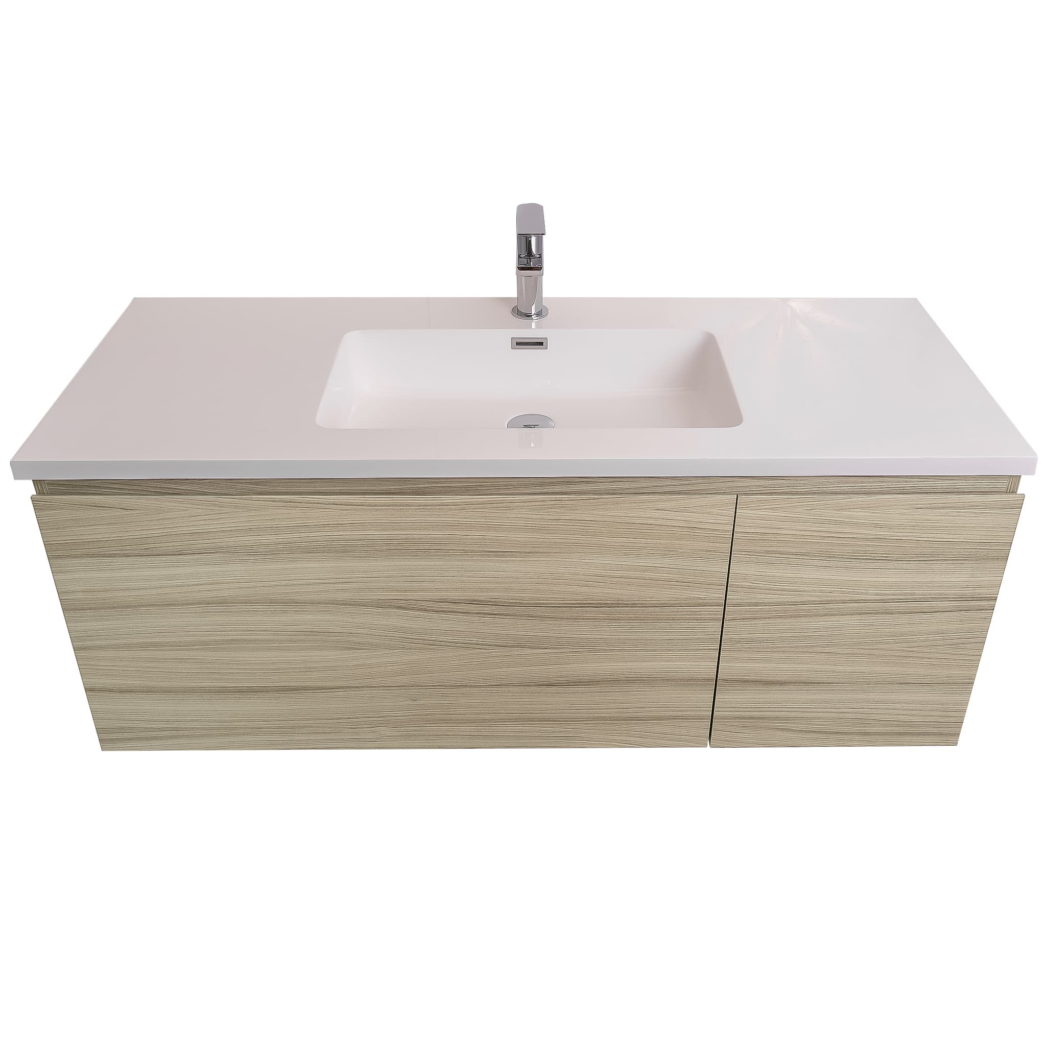 Venice 47.5 Nilo Grey Wood Texture Cabinet, Square Cultured Marble Sink, Wall Mounted Modern Vanity Set