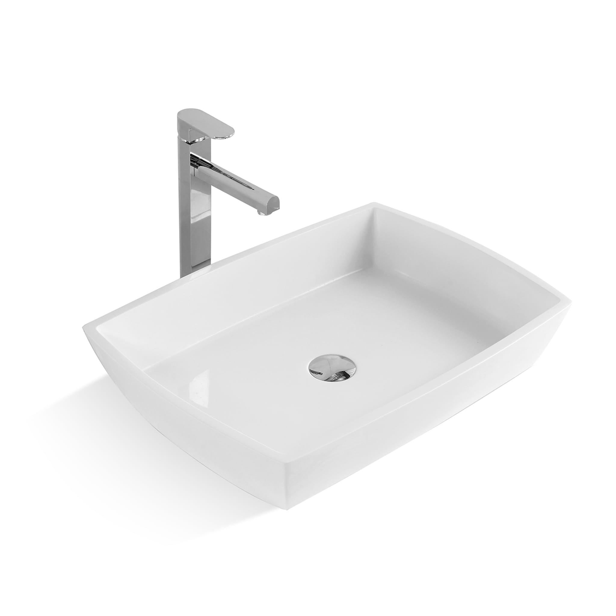 White Modern Rectangular Vessel | Vessel Sink | Bath Trends USA