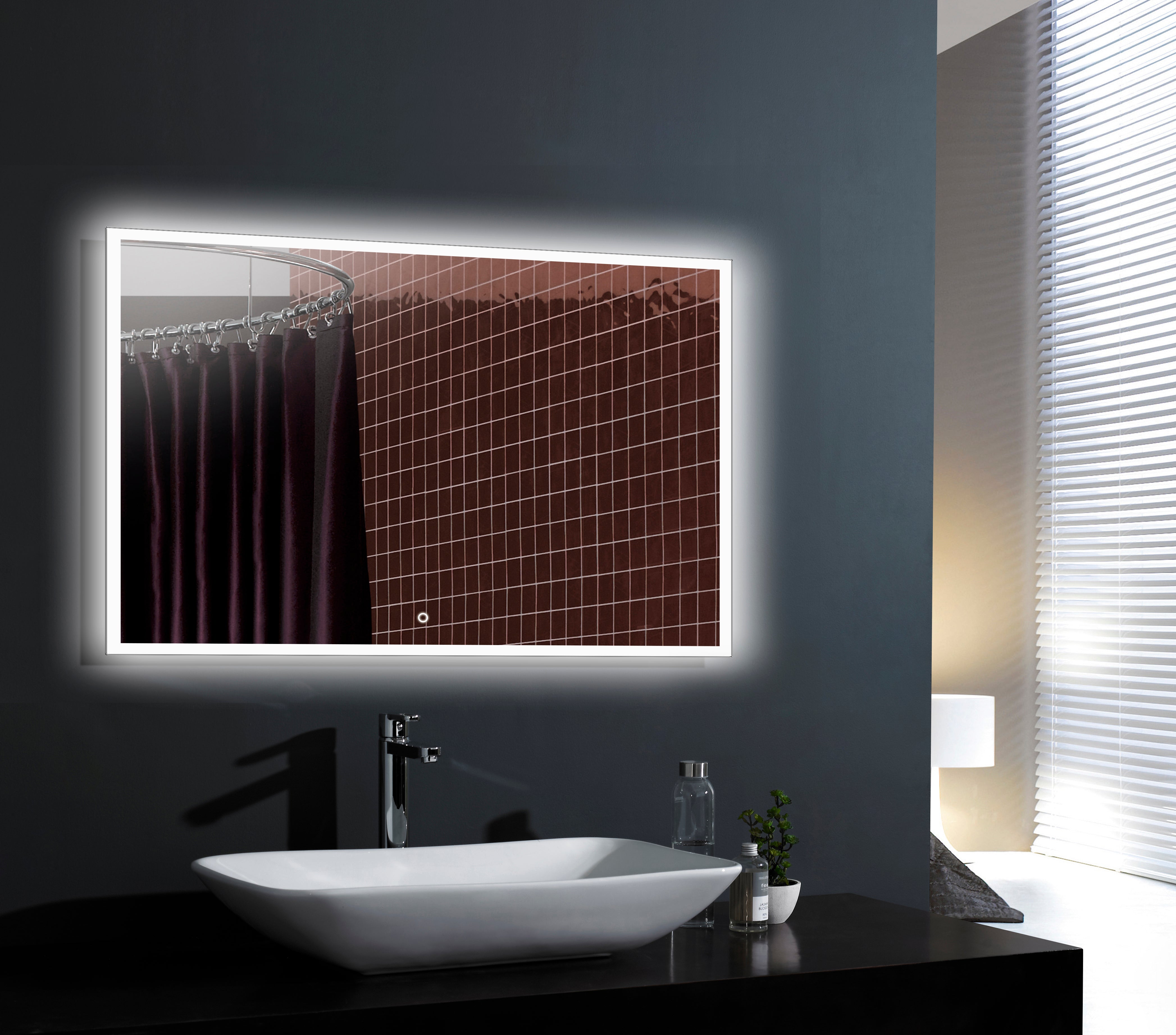 Aquamoon 2399 LED Bathroom Mirror 31" x 27.5" Wall Mounted Side Switch 6000K High Lumen